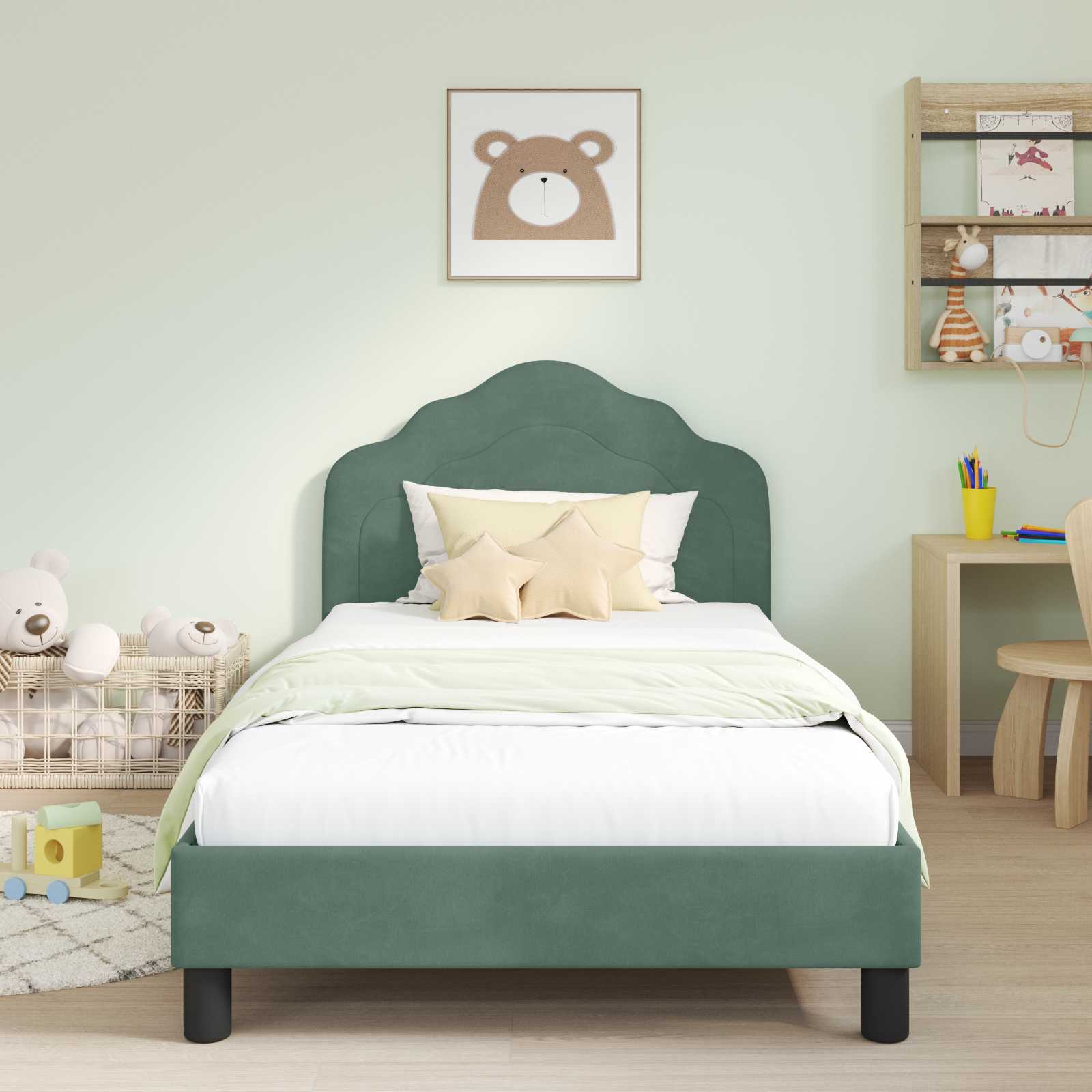 Krevet za djecu s uzglavljem Morska zelena 80 x 200 cm Baršun