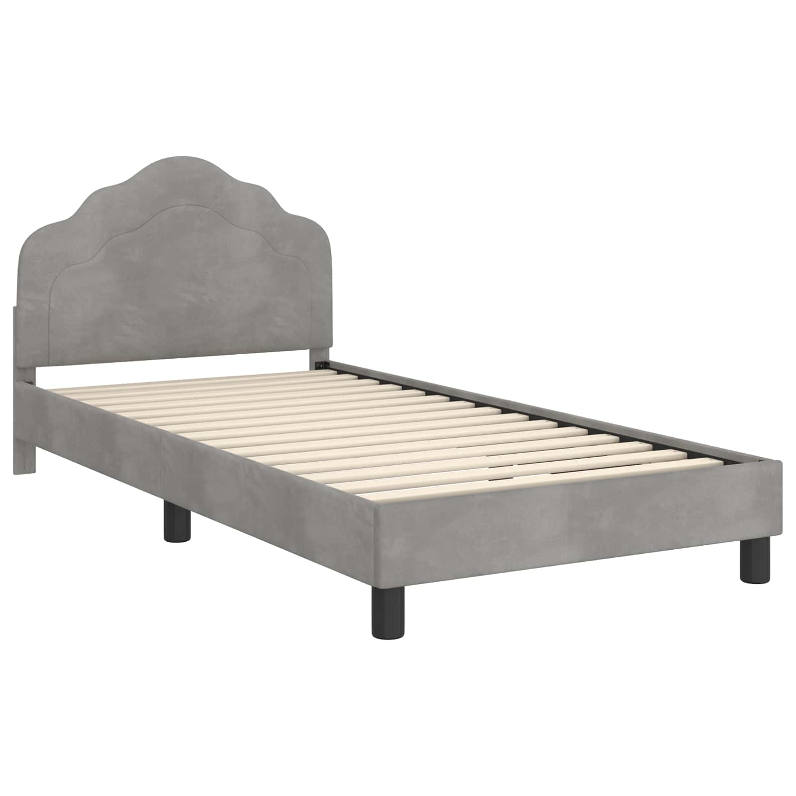Krevet za djecu s uzglavljem Svijetlo siva 90 x 190 cm Baršun