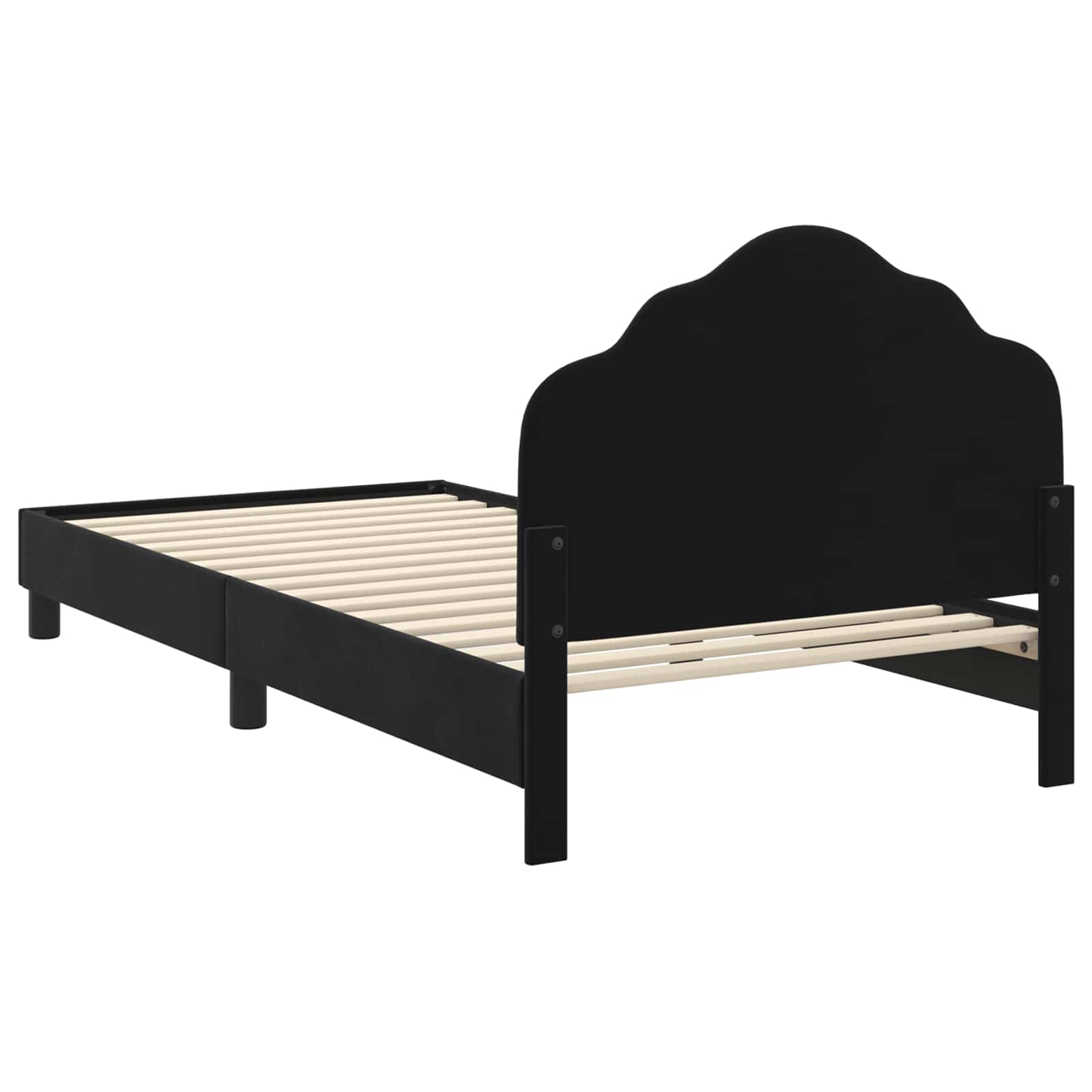 Krevet za djecu s uzglavljem Crna 90 x 190 cm Baršun