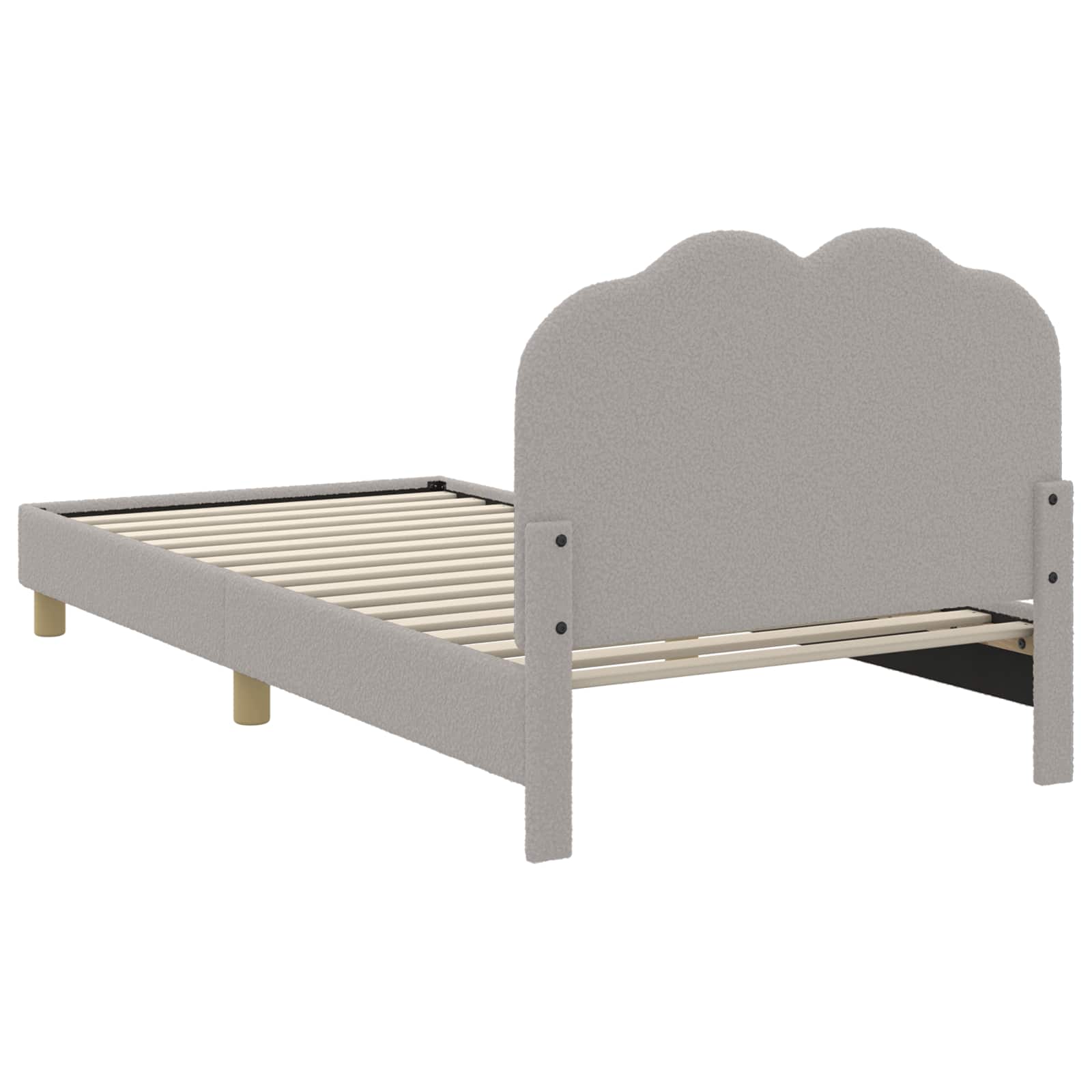 Krevet za djecu s uzglavljem Svjetlosiva 90 x 190 cm Bouclé