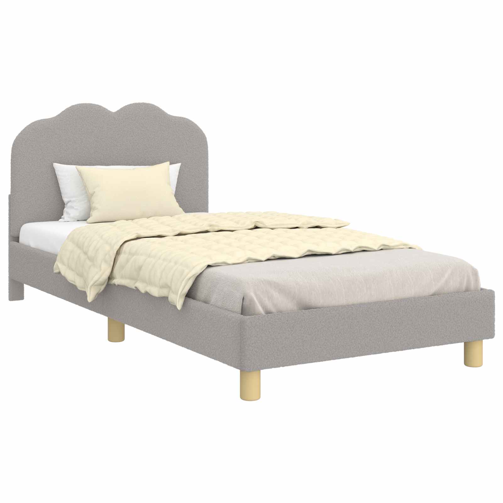 Krevet za djecu s uzglavljem Svijetlo siva 90 x 200 cm Vuna