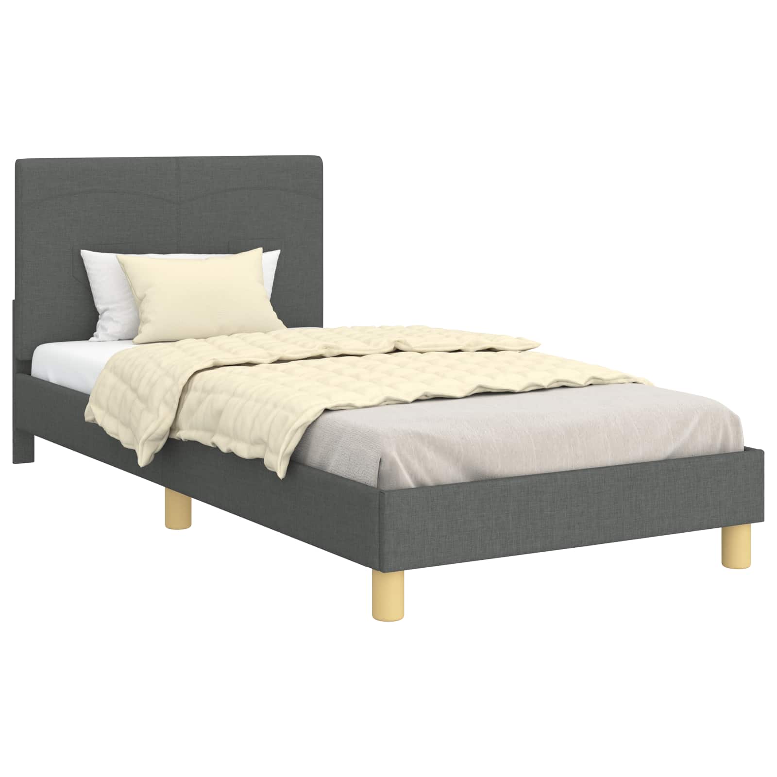 Krevet za djecu s uzglavljem Tamno siva 80 x 200 cm tkanina