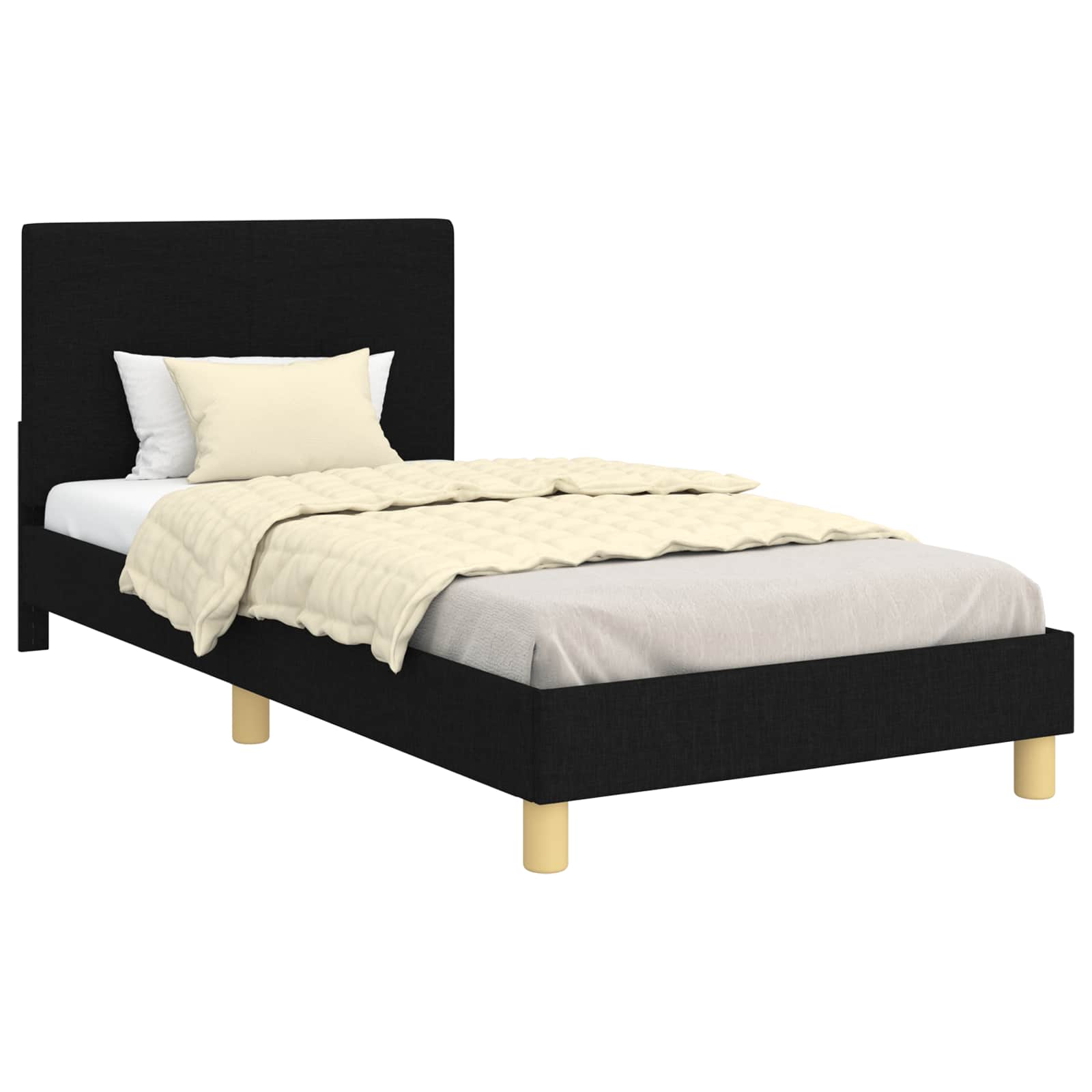 Krevet za djecu s uzglavljem Crna 80 x 200 cm tkanina