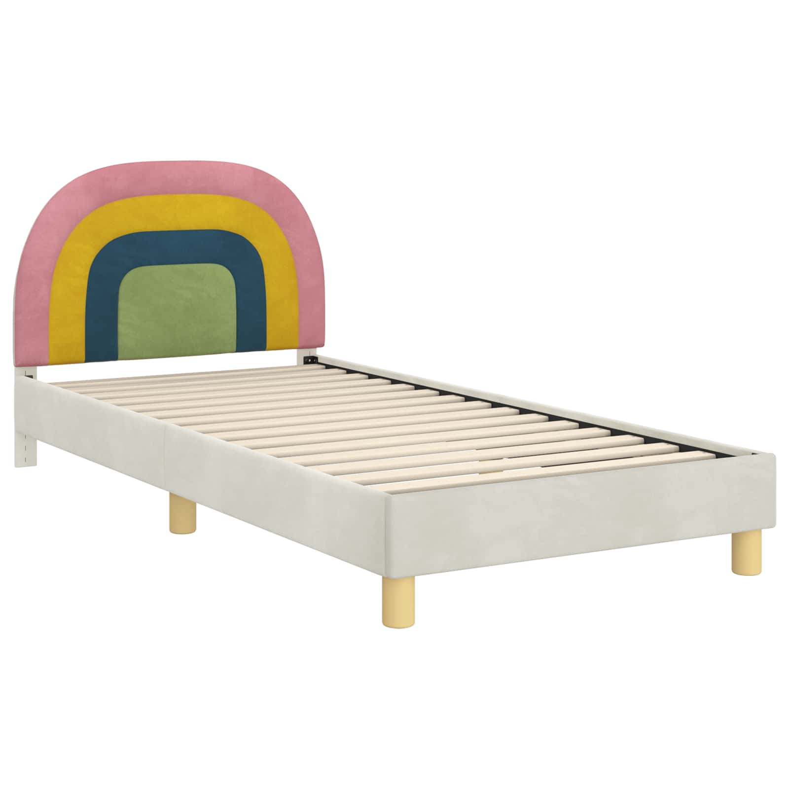Krevet za djecu s uzglavljem Krema 90 x 200 cm Baršun