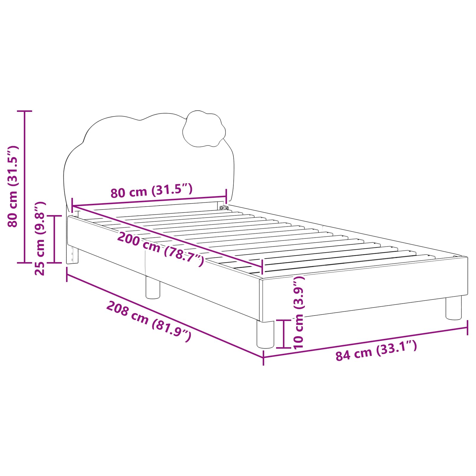 Krevet za djecu s uzglavljem Ružičasta 80 x 200 cm PU