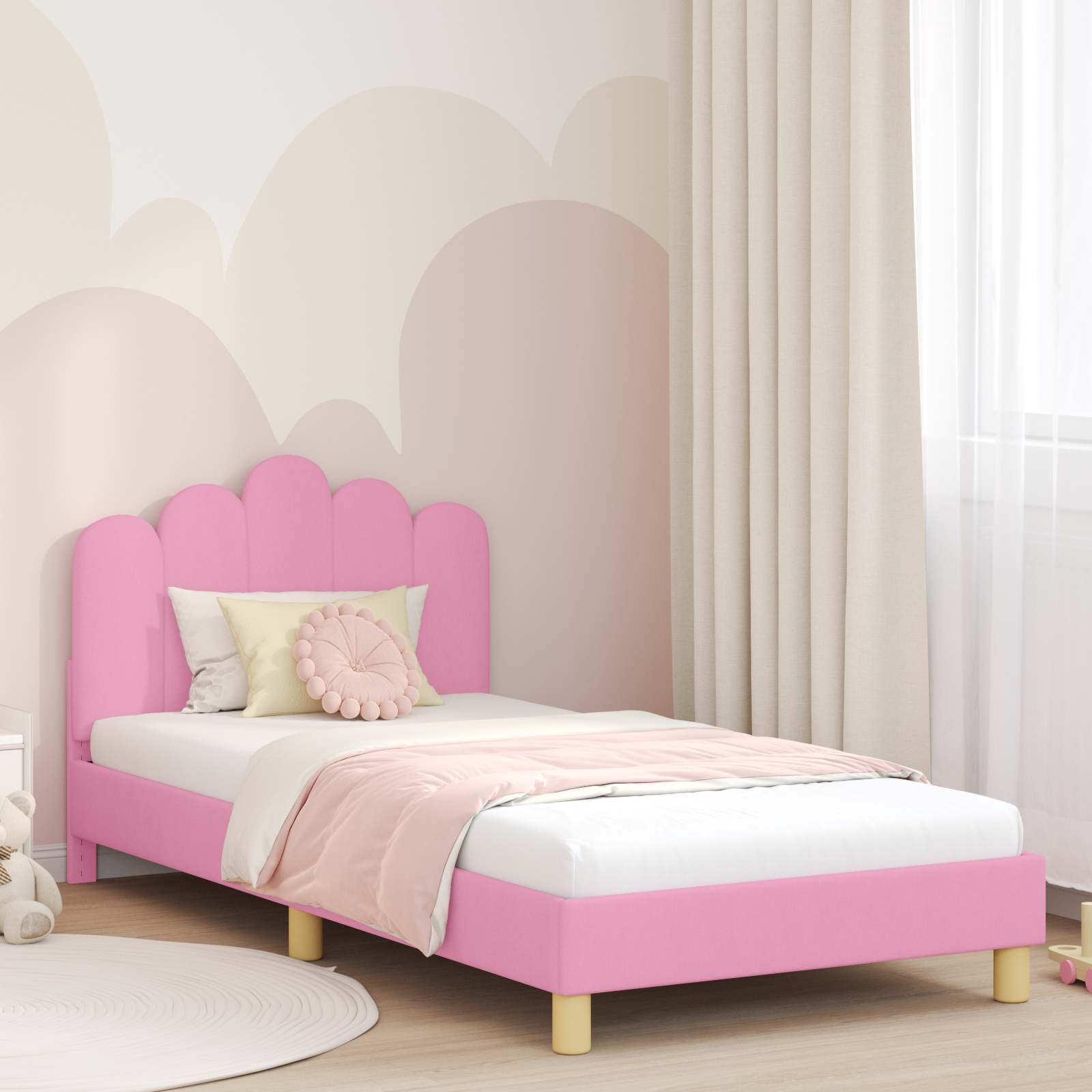 Krevet za djecu s uzglavljem Ružičasta 90 x 190 cm tkanina