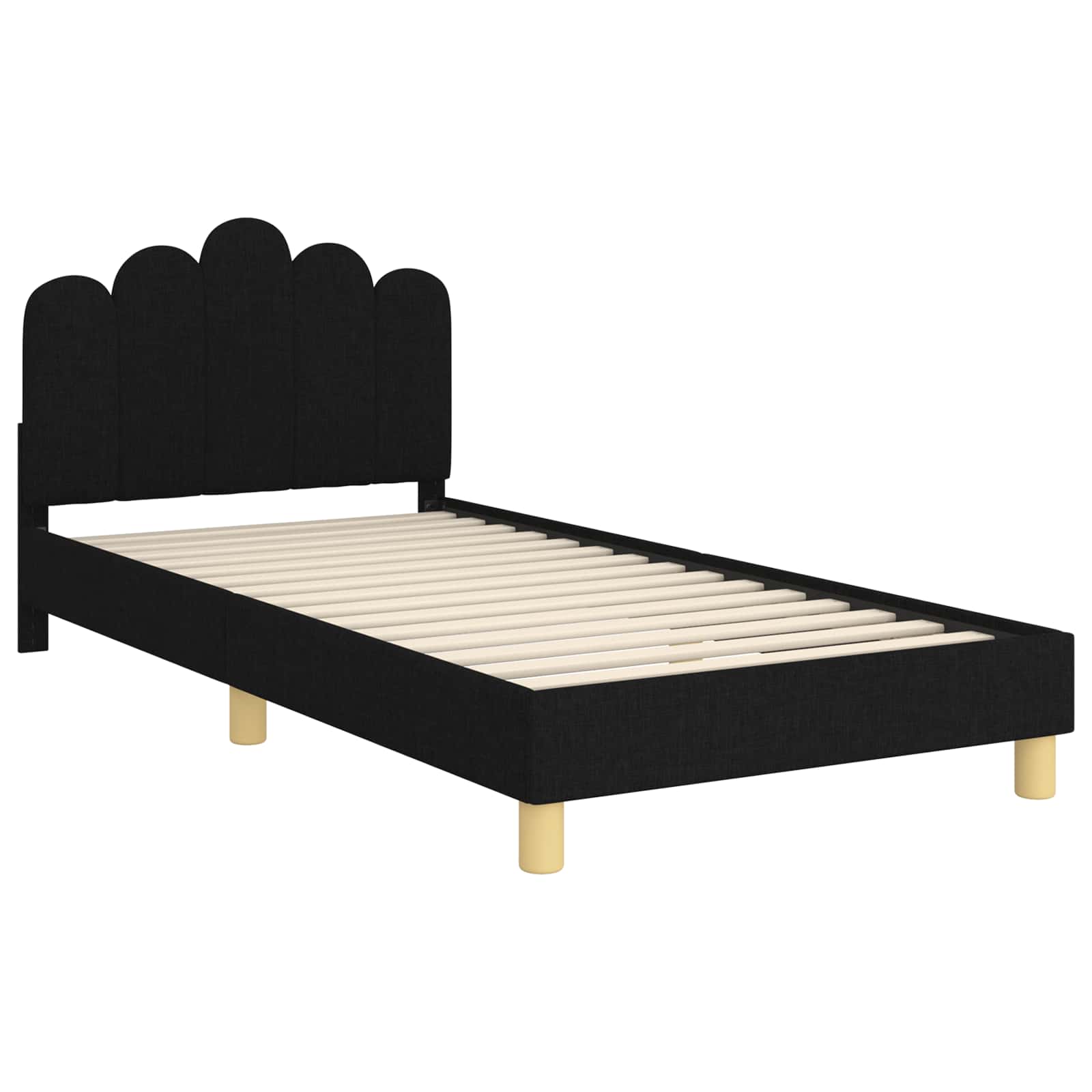 Krevet za djecu s uzglavljem Crna 90 x 200 cm Tkanina