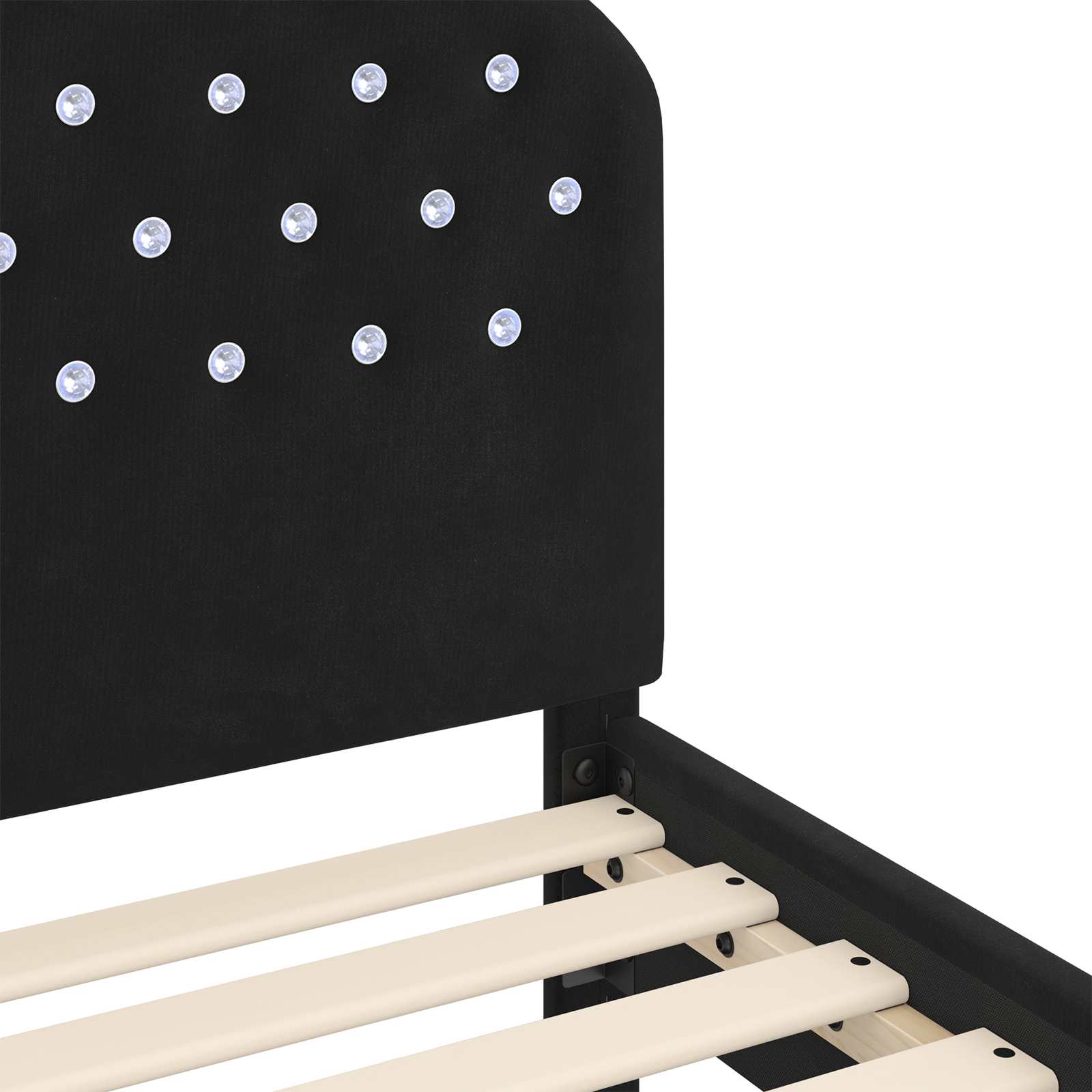 Krevet za djecu s uzglavljem Crna 90 x 190 cm Baršun