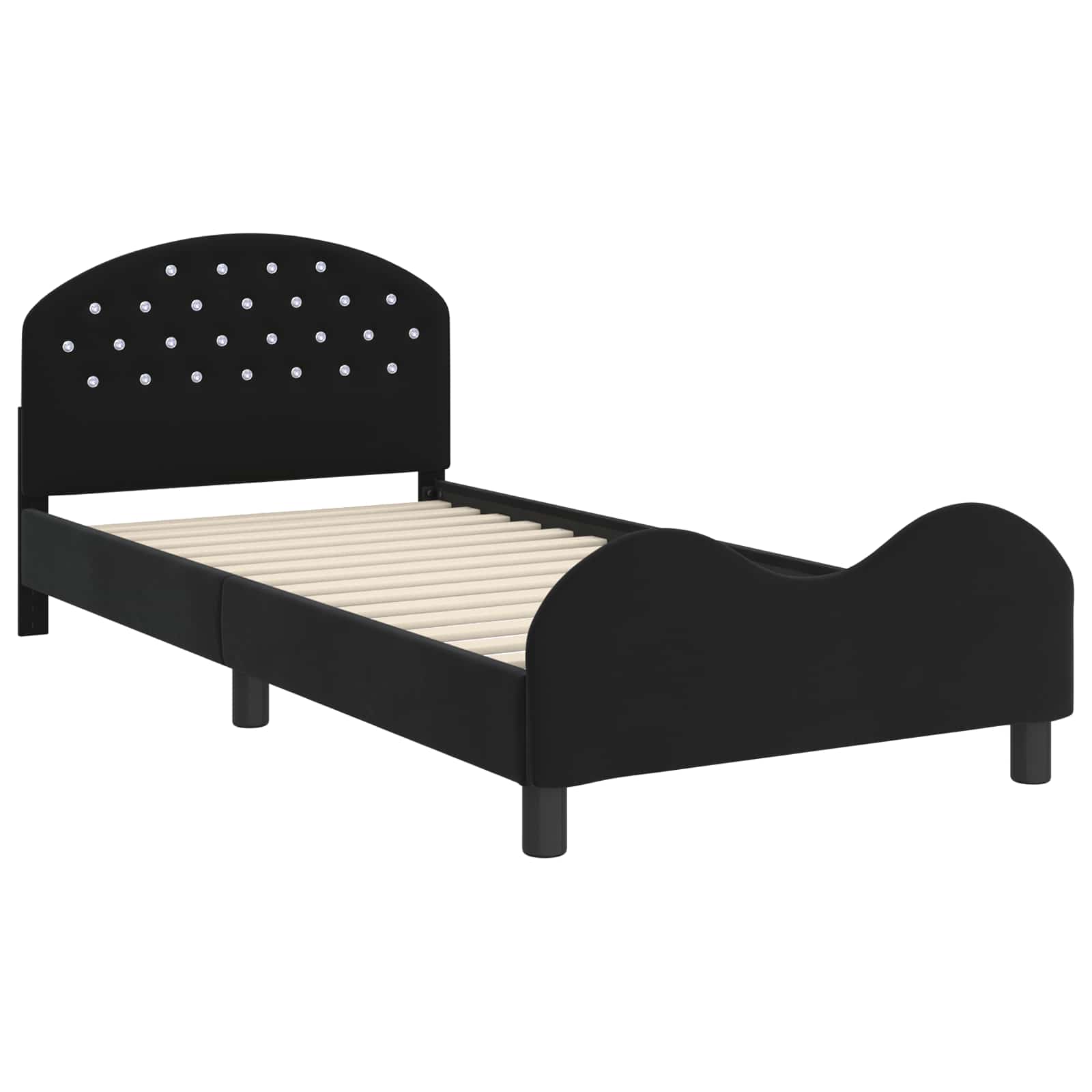 Krevet za djecu s uzglavljem Crna 90 x 190 cm Baršun