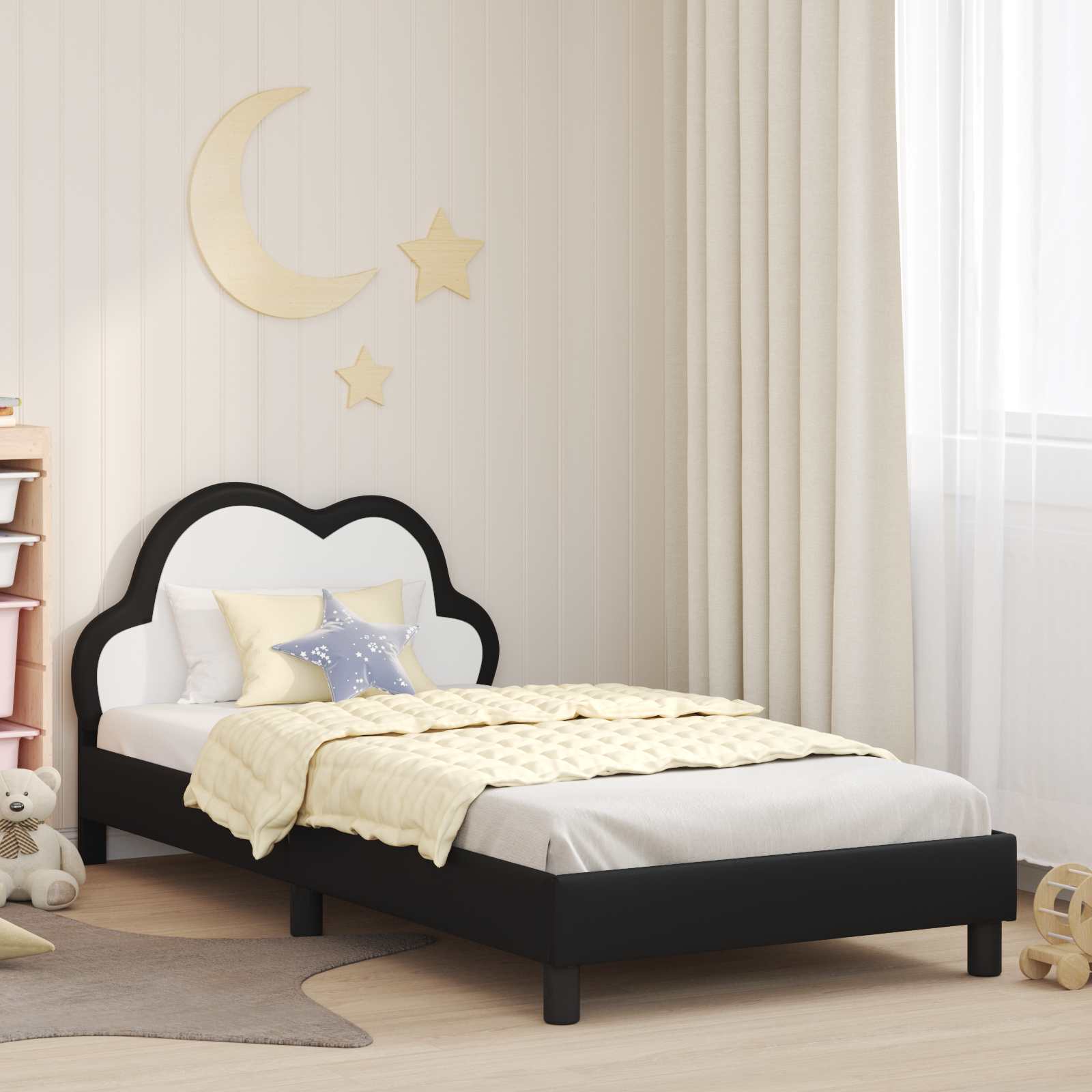 Krevetna konstrukcija s uzglavljem Crna 80 x 200 cm PU