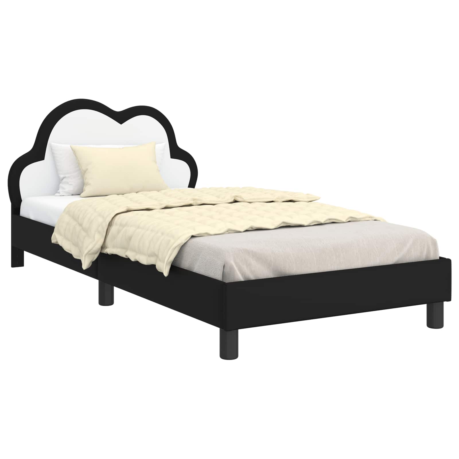 Krevetna konstrukcija s uzglavljem Crna 90 x 200 cm PU