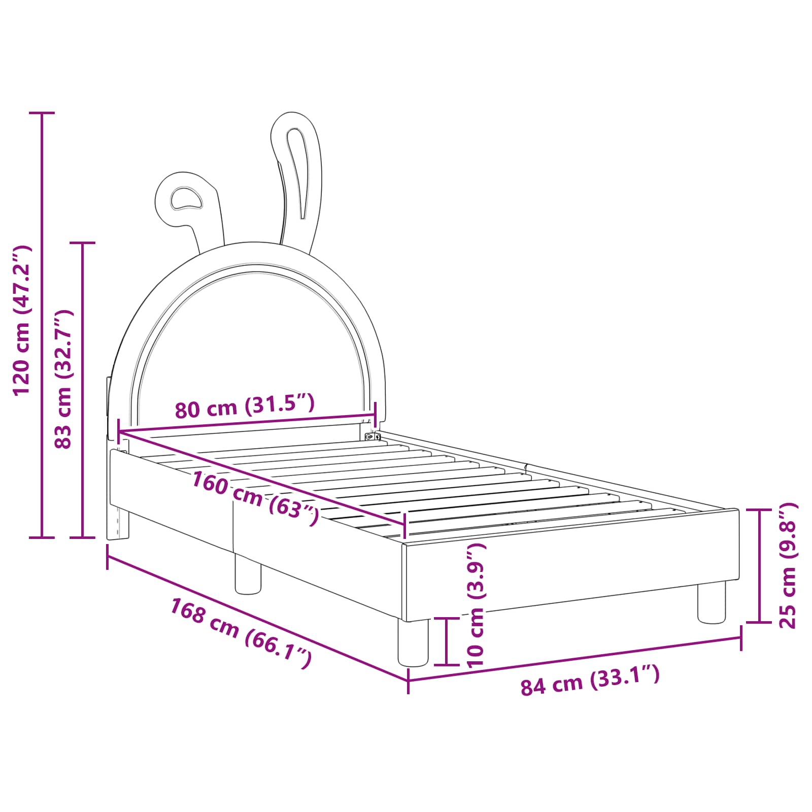 Krevet za djecu s uzglavljem Svijetlo siva 80 x 160 cm PU