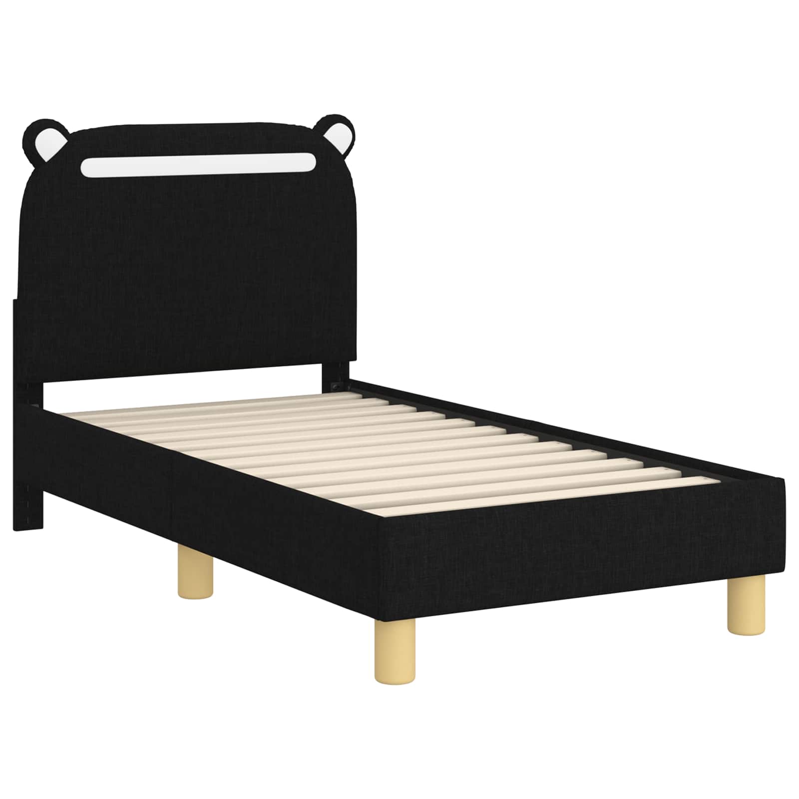 Okvir kreveta za malu djecu s naslonom Crna 70 x 140 cm Tkanina