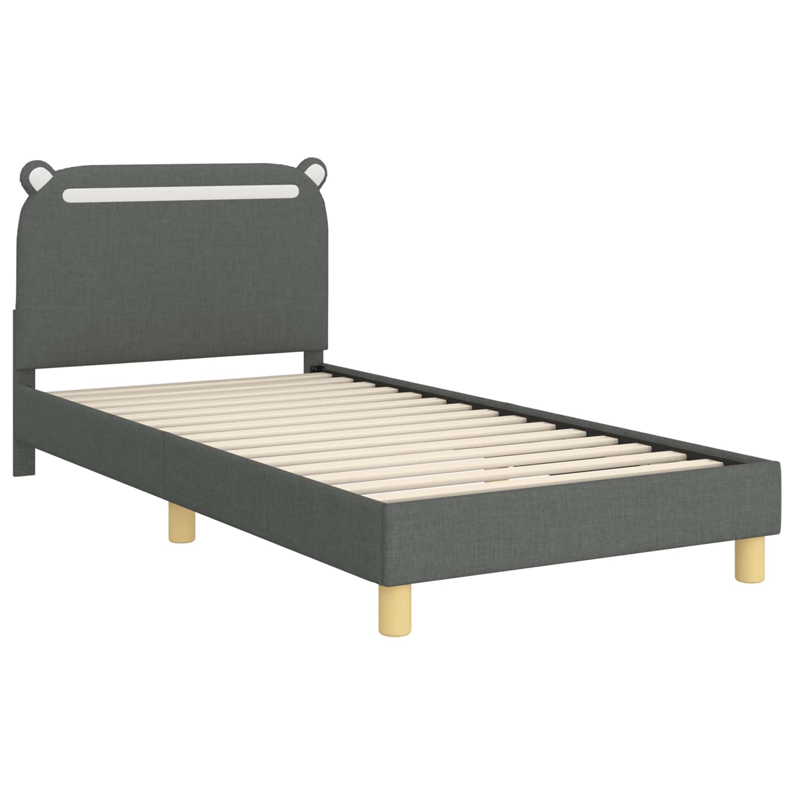 Krevet za djecu s uzglavljem Tamno siva 90 x 190 cm tkanina