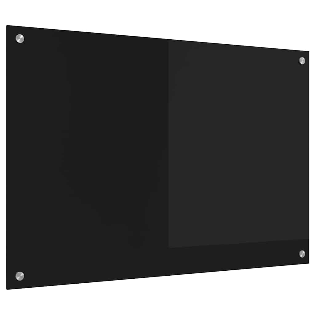 Kuhinjski zid Crna 90 x 60 cm Staklo otporno na udarce