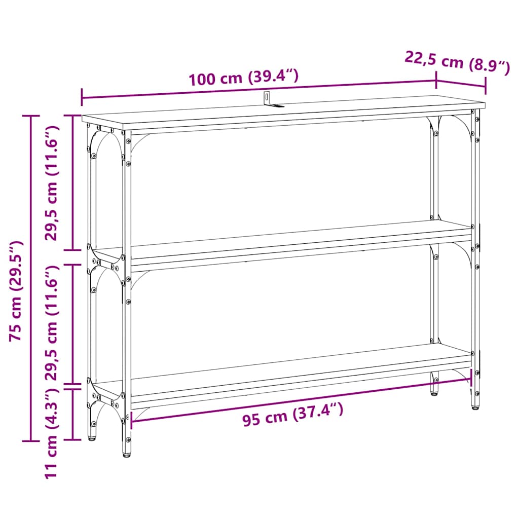Konzolna stolica s policom Crni hrast 100 x 22,5 x 75 cm