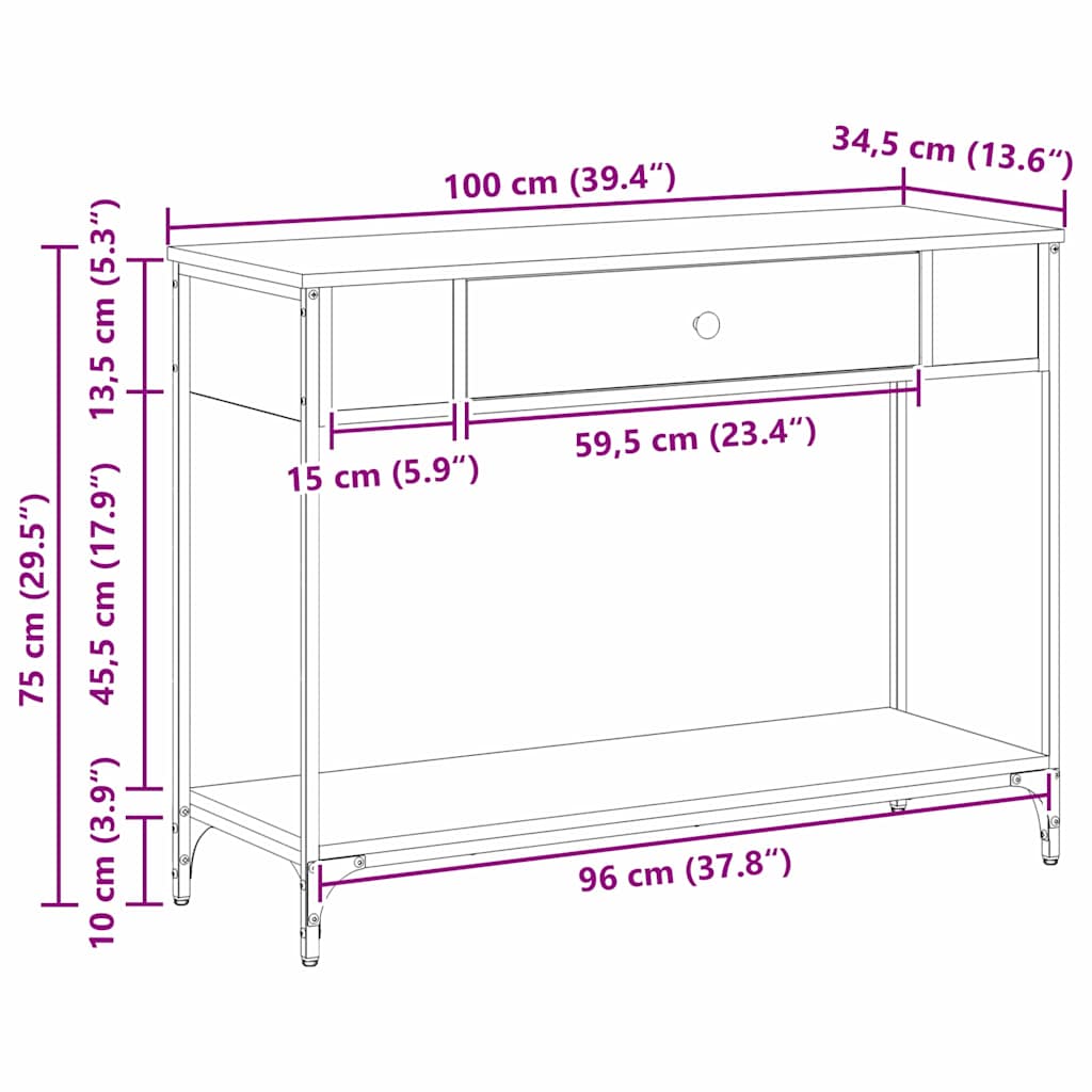 Konzolna stolica Ostalo Crni hrast 100 x 34.5 x 75 cm