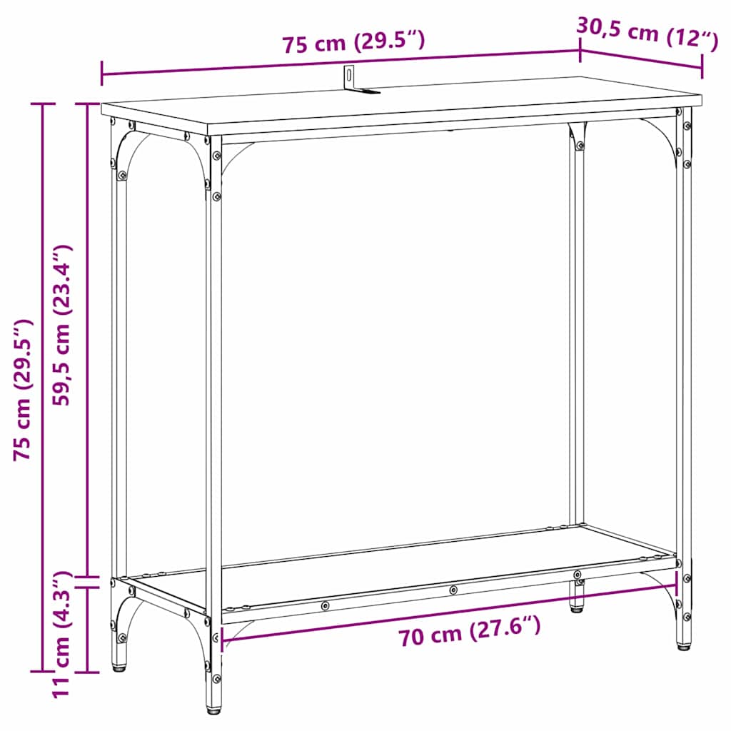 Konzolna stolica Crni hrast 75 x 30.5 x 75 cm Konstruirano drvo
