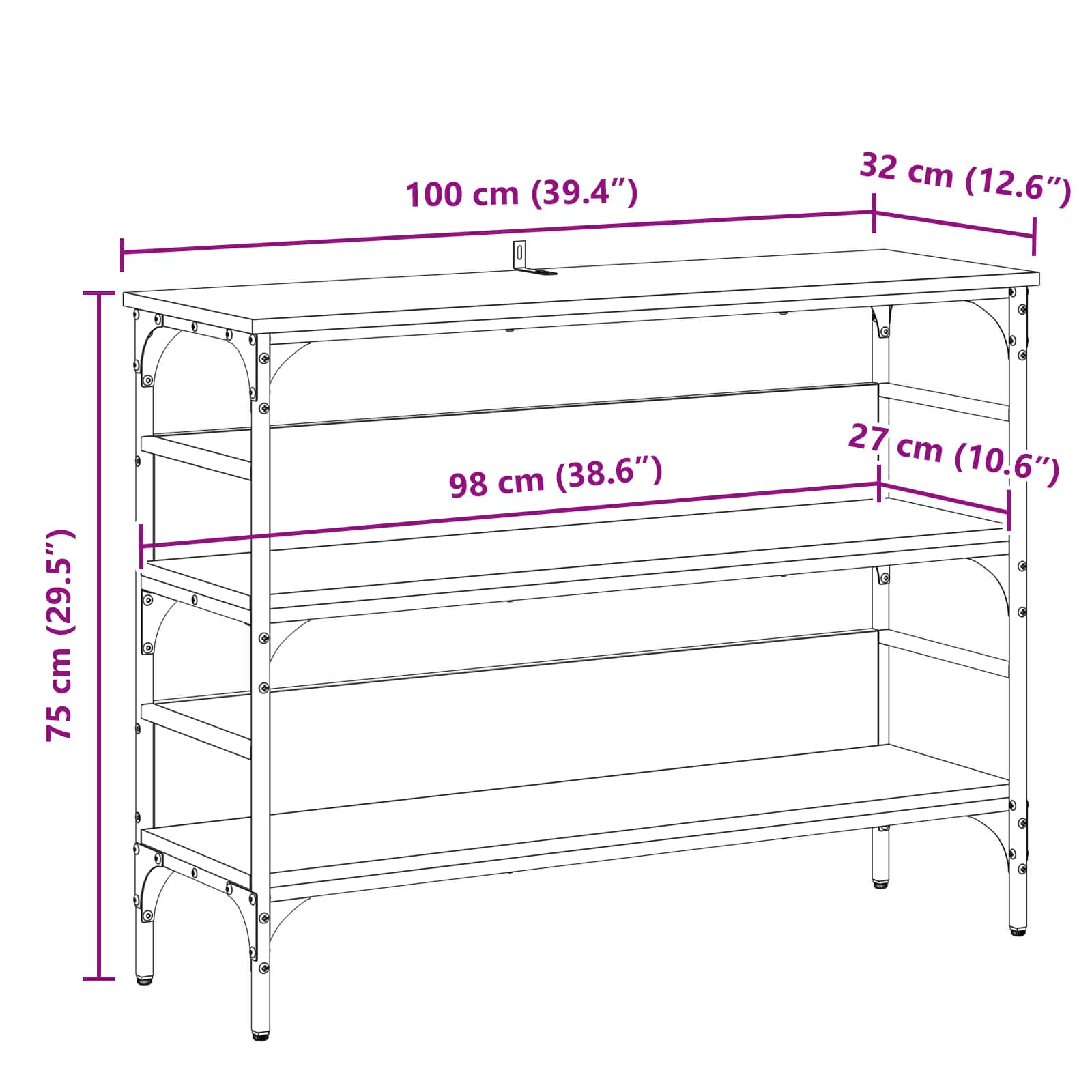 Konzolna stolica Crni hrast 100 x 32 x 75 cm Konstruirano drvo