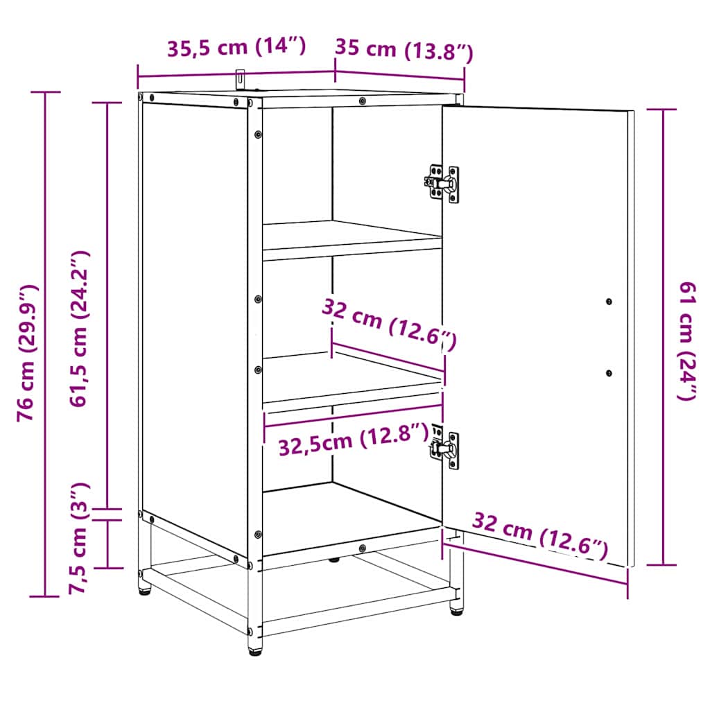 Kreveta Crni hrast 35,5 x 35 x 76 cm