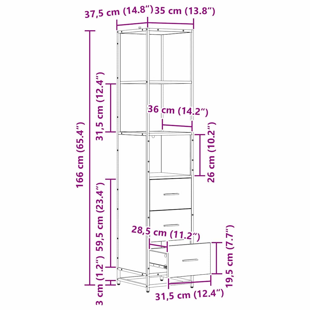Set namještaja za kupaonicu Staro drvo 35 x 37,5 x 166 cm