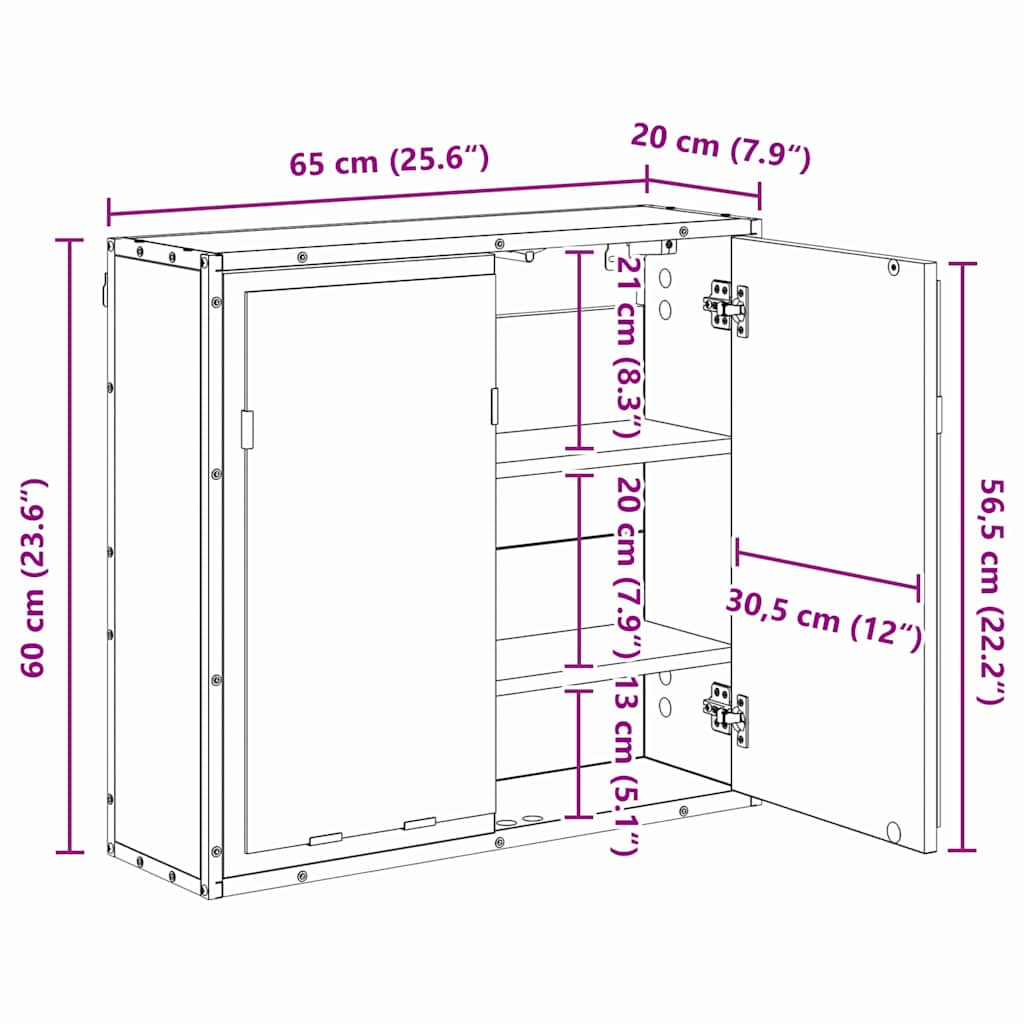 Polica na zidu s policom Zidne Umjetnički hrast 65 x 20 x 60 cm