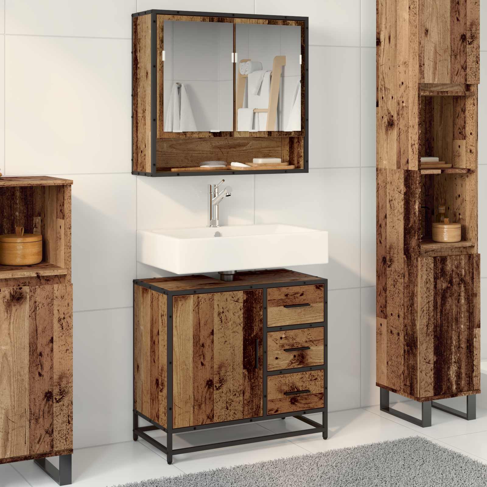 Kupaonski ormar Staro drvo 65 x 33 x 60 cm Konstruirano drvo