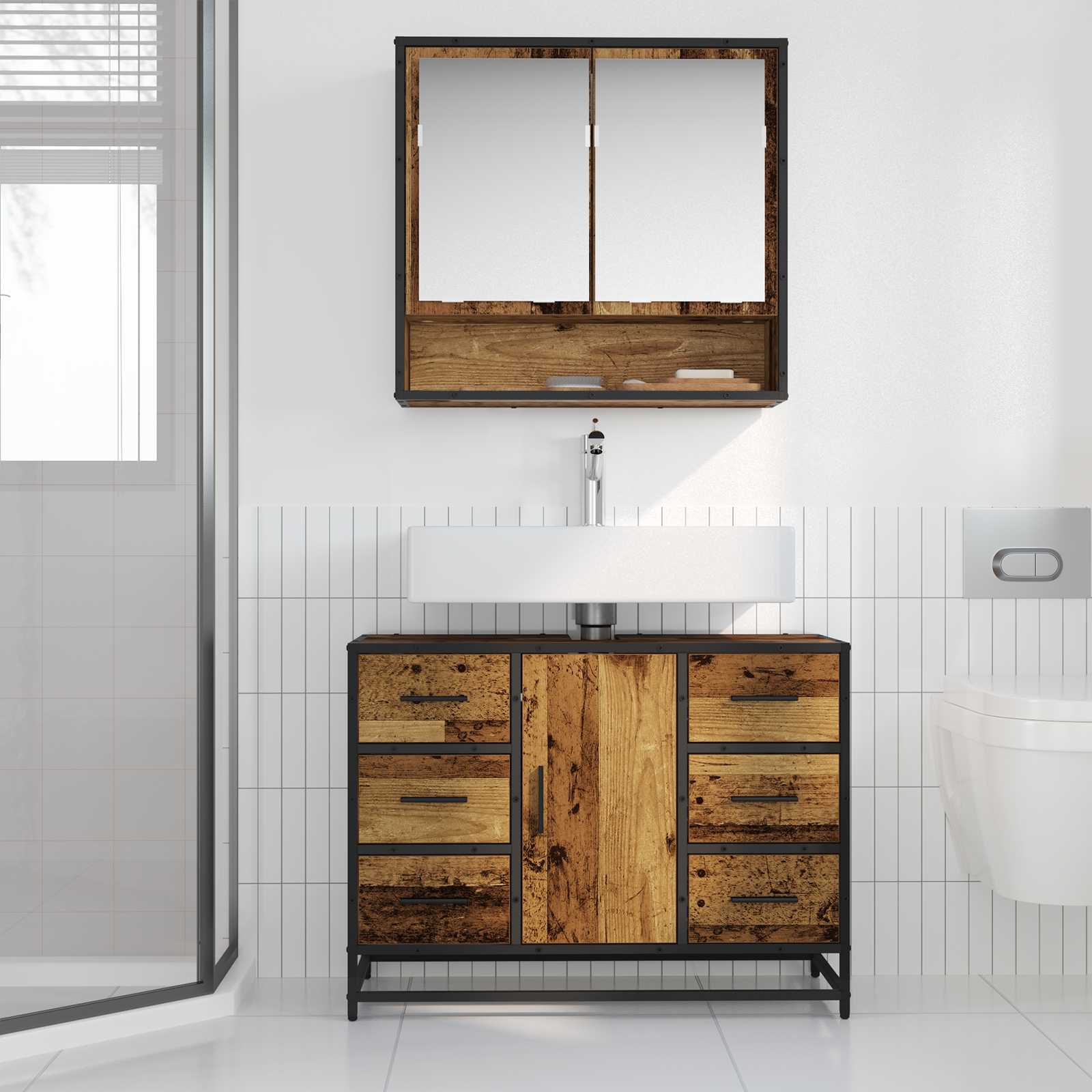 Kupaonski ormar Staro drvo 80 x 33 x 60 cm Konstruirano drvo
