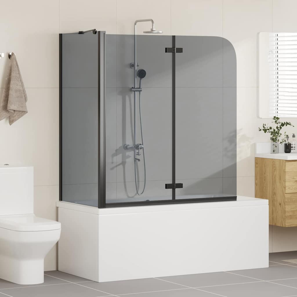 Ograda za tuš Crna 120 x 68 x 130 cm ESG staklo i aluminij