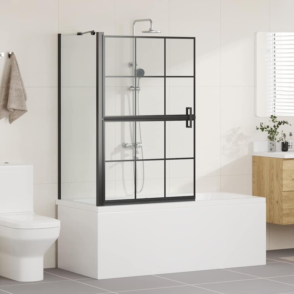 Ekran za kadu i tuš Crna i prozirna 80 x 68 x 128 cm