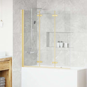Ograda za tuš Zlatno 130 x 138 cm ESG staklo i aluminij
