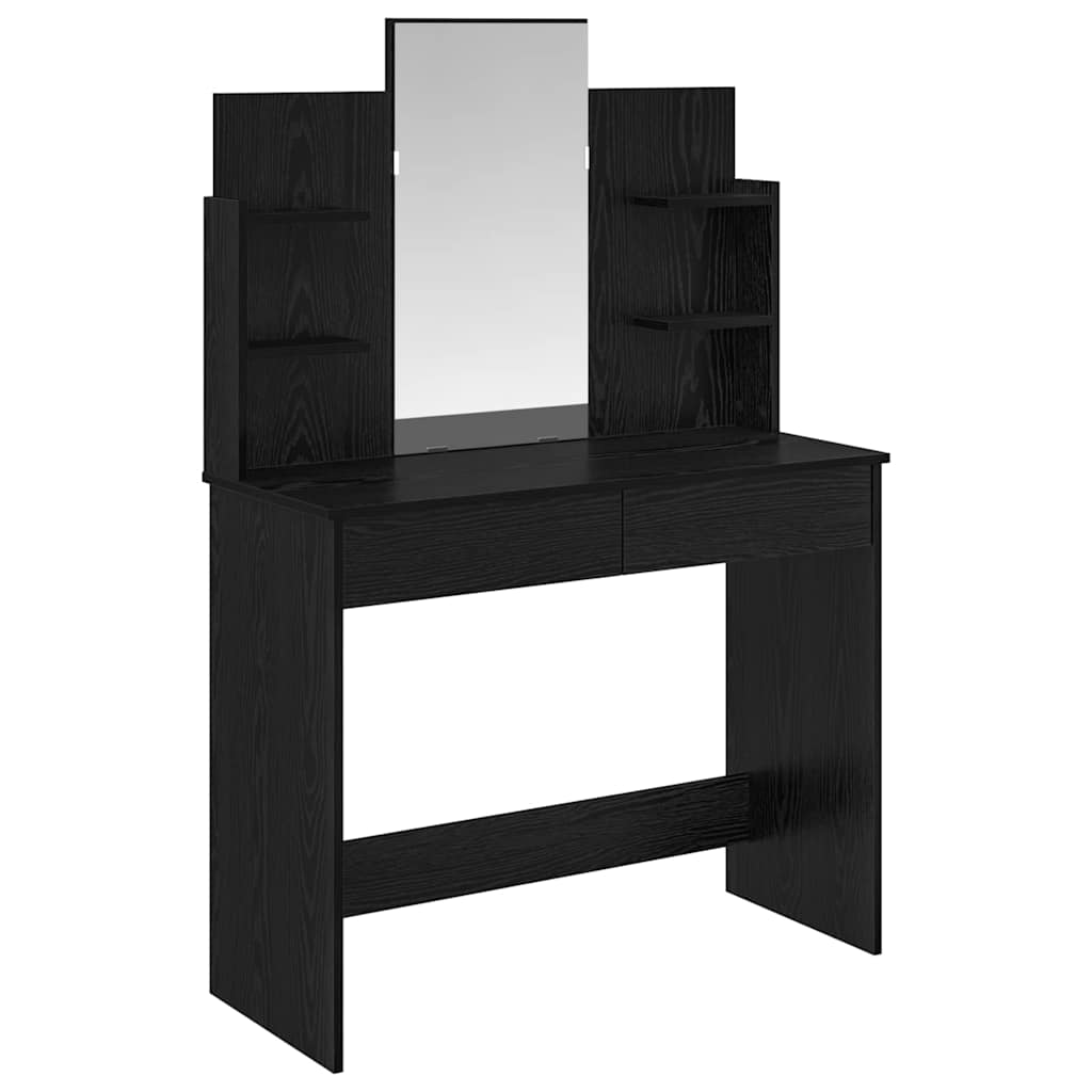 Toaletni stol s ogledalom s policom Crni hrast 96 x 39 x 142 cm