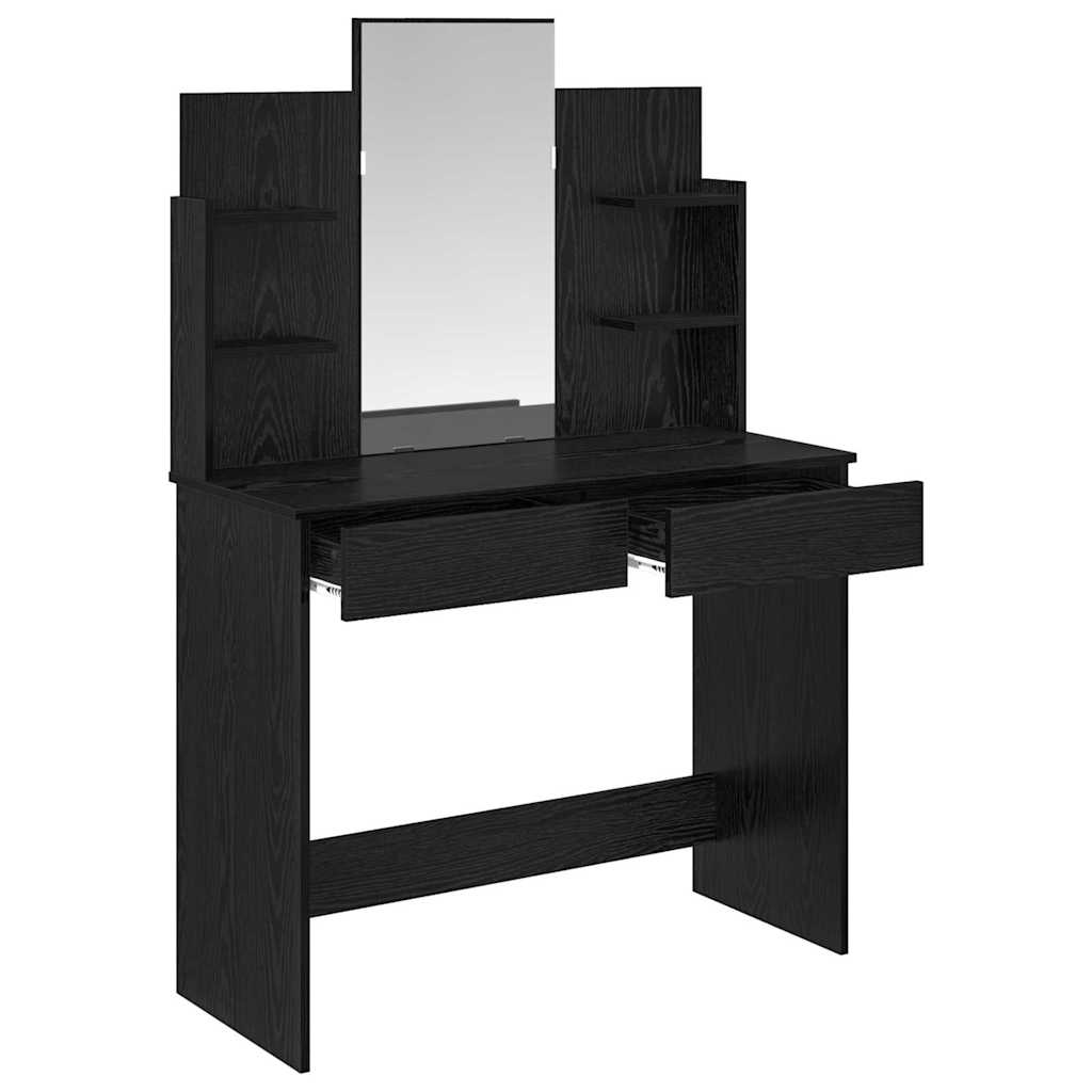 Toaletni stol s ogledalom s policom Crni hrast 96 x 39 x 142 cm