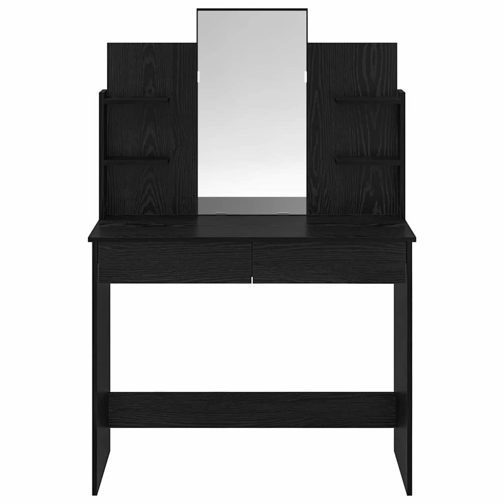 Toaletni stol s ogledalom s policom Crni hrast 96 x 39 x 142 cm