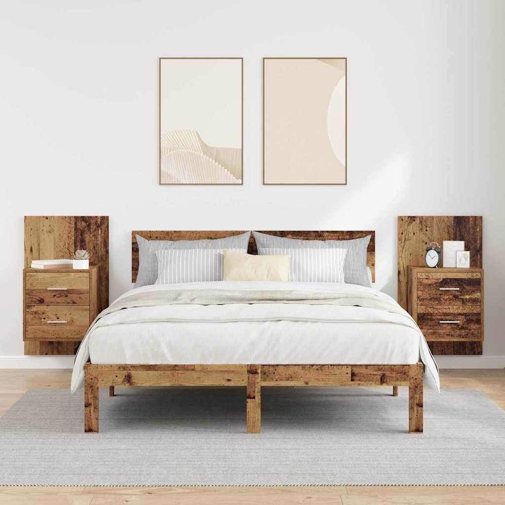 Wall-mounted noćni ormarić 2 pcs Staro drvo 48,5 x 32,5 x 80 cm