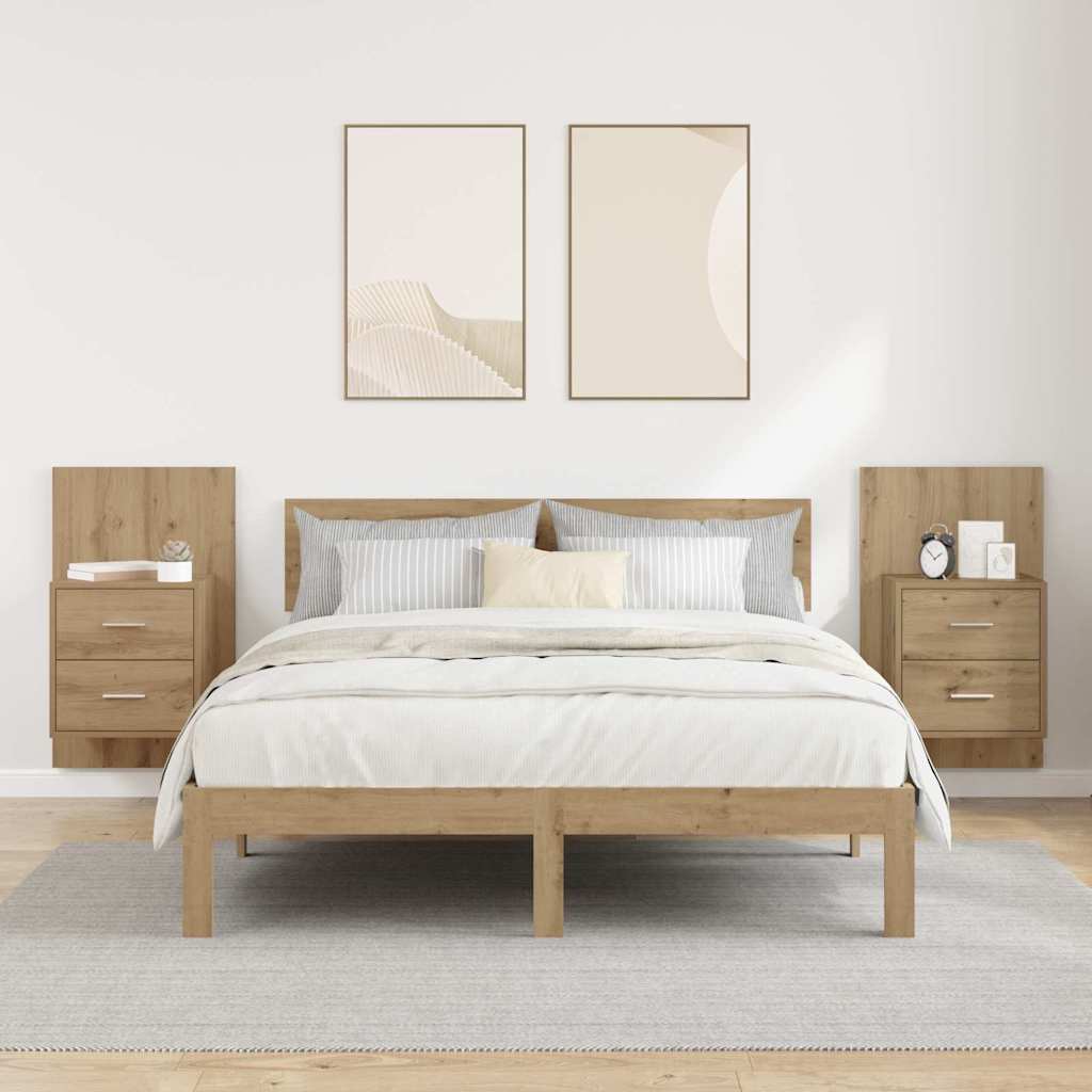 Wall-mounted noćni ormarić s ladicama 2 pcs Umjetnički hrast