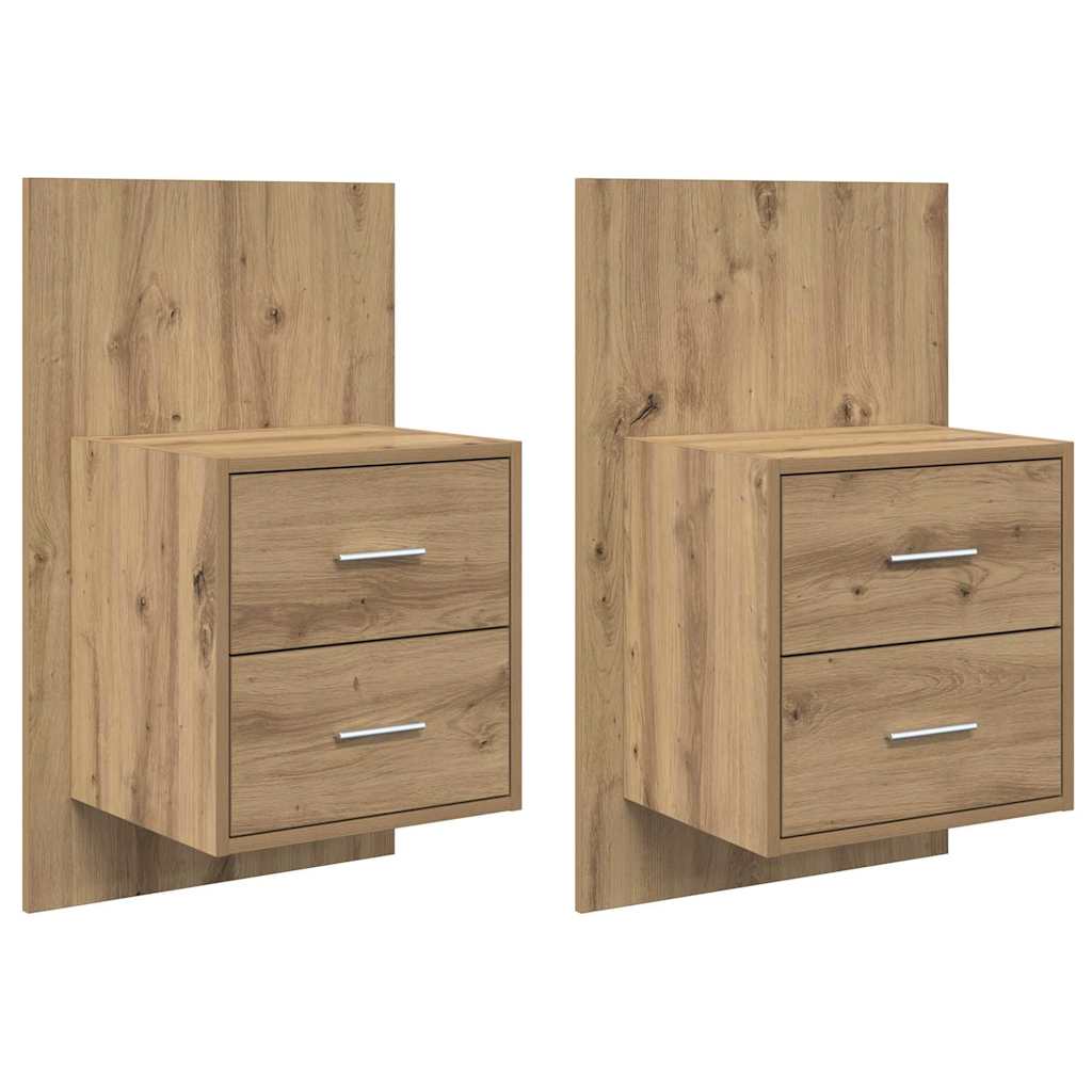 Wall-mounted noćni ormarić s ladicama 2 pcs Umjetnički hrast