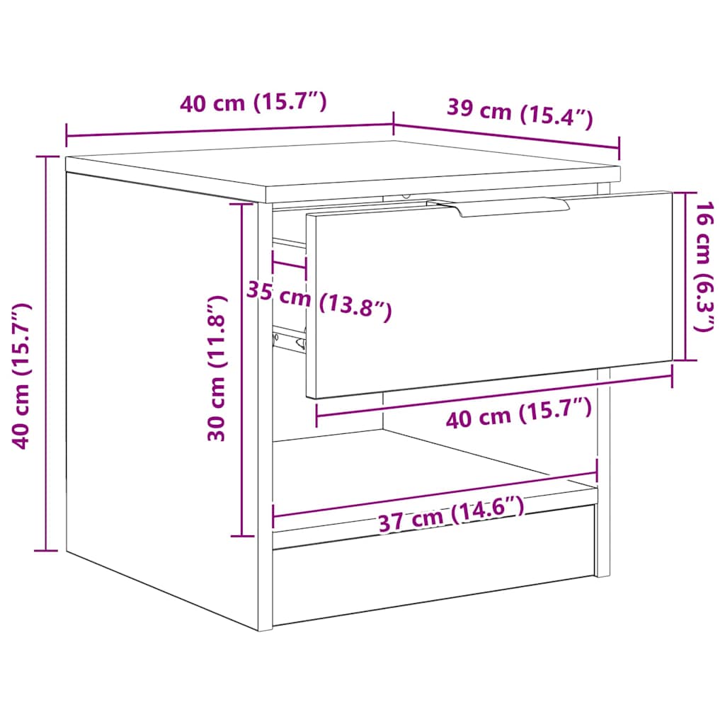 Ormarić za krevet s ladicama 2 pcs Staro drvo 40 x 39 x 40cm