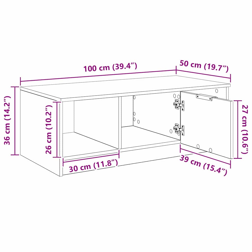 Kava Stol Crni hrast 102 x 50 x 36cm Konstruirano drvo