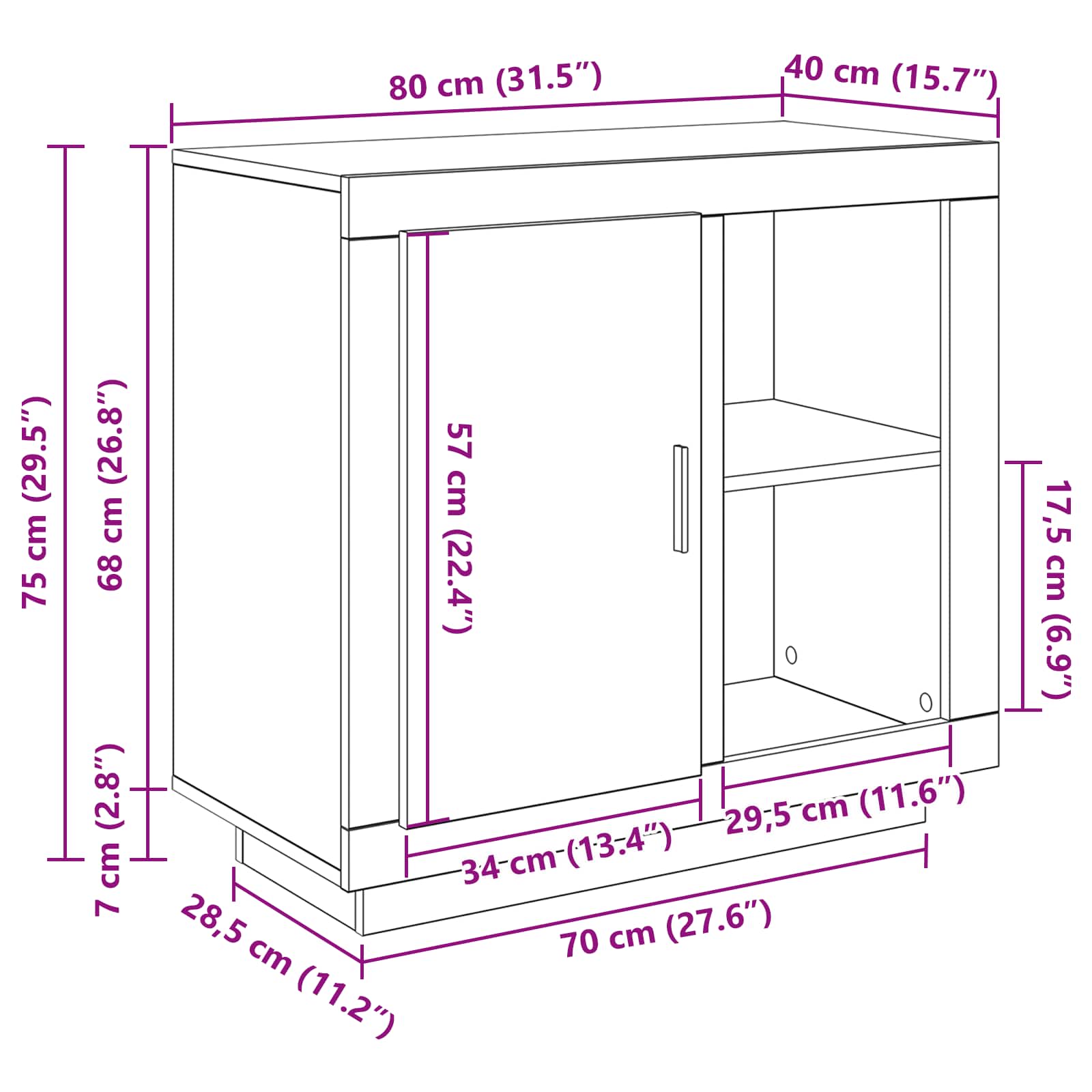 Kreveta Umjetnički hrast 80 x 40 x 75 cm Konstruirano drvo
