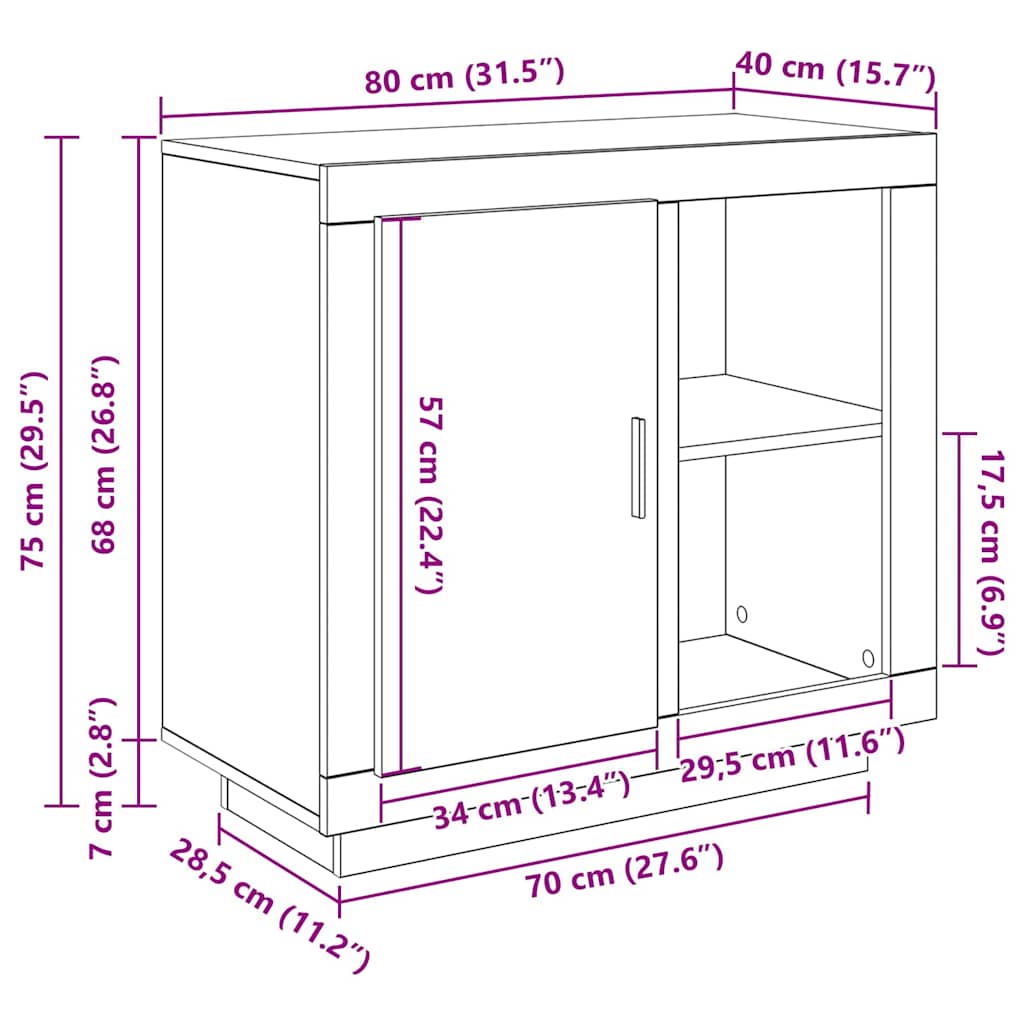 Kreveta Crni hrast 80 x 40 x 75 cm Konstruirano drvo