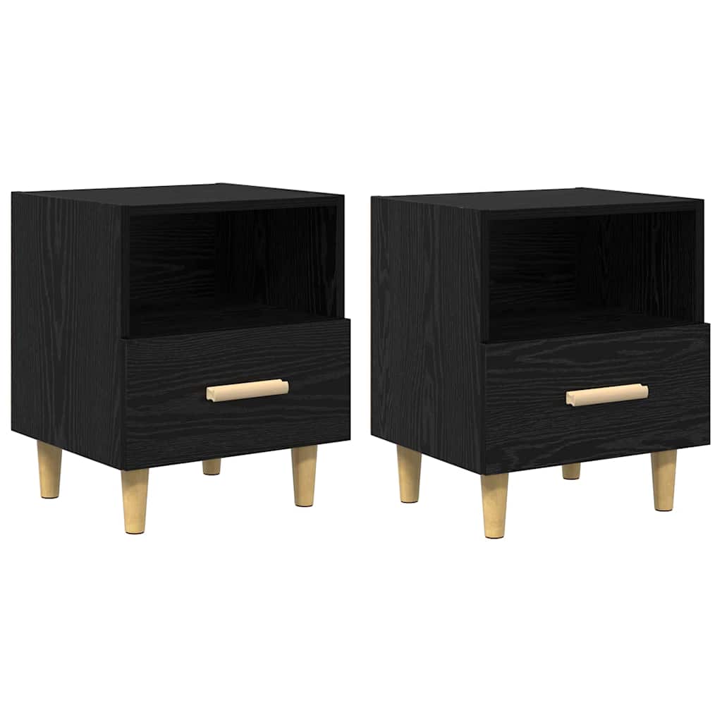 Noćni ormar 2 pcs Crni hrast 40 x 35 x 47 cm Konstruirano drvo
