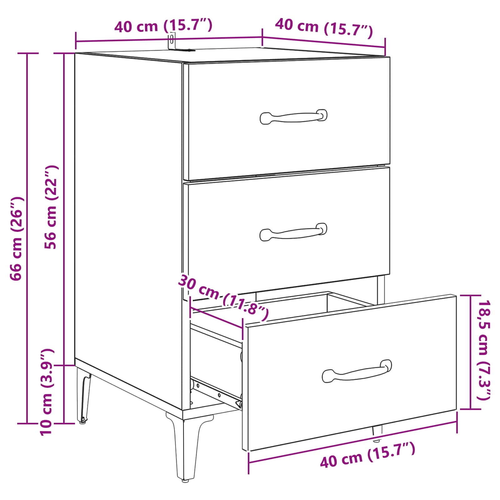 Noćni ormar Crni hrast 40 x 40.5 x 66 cm Konstruirano drvo