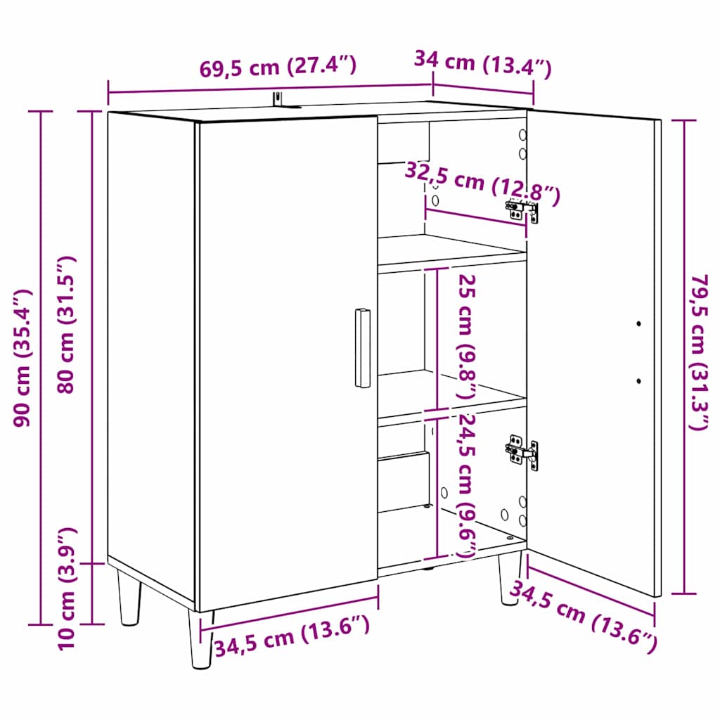 Kreveta Umjetnički hrast 70 x 34 x 90 cm Konstruirano drvo