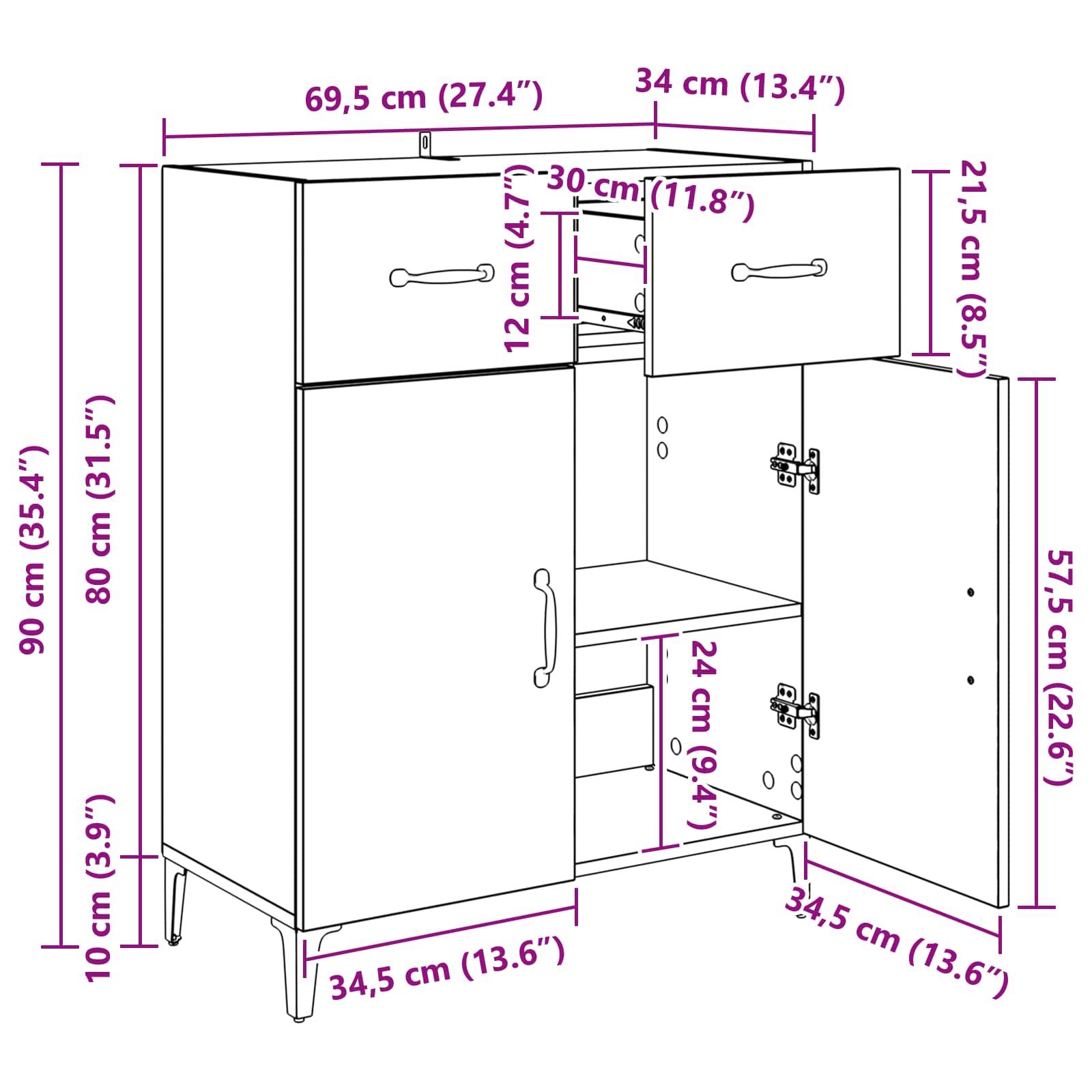 Kreveta Crni hrast 69,5 x 34 x 90 cm Konstruirano drvo