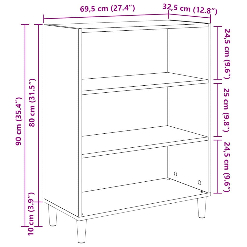 Kreveta Crni hrast 69,5 x 32,5 x 90 cm Konstruirano drvo