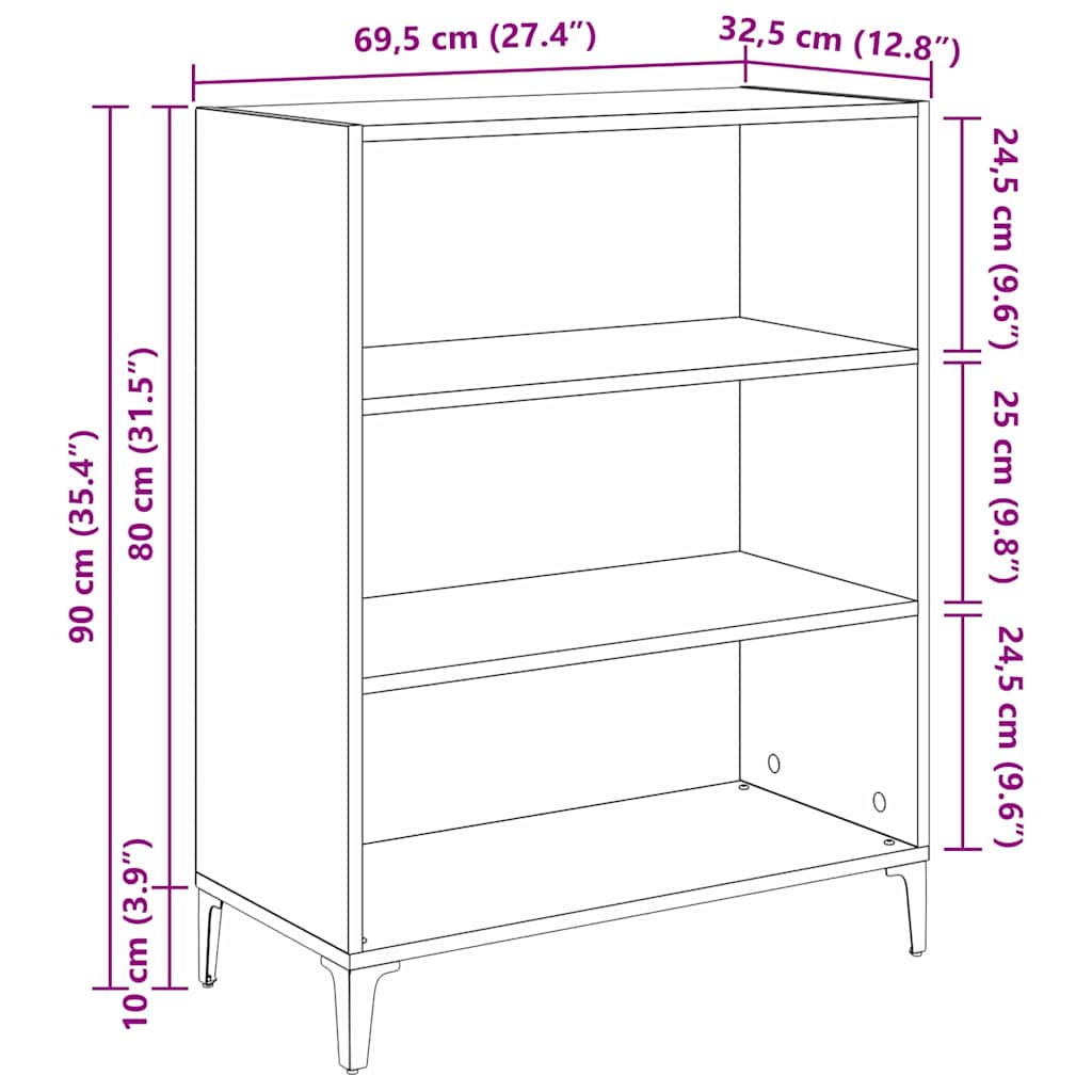 Kreveta Crni hrast 69,5 x 32,5 x 90 cm Konstruirano drvo