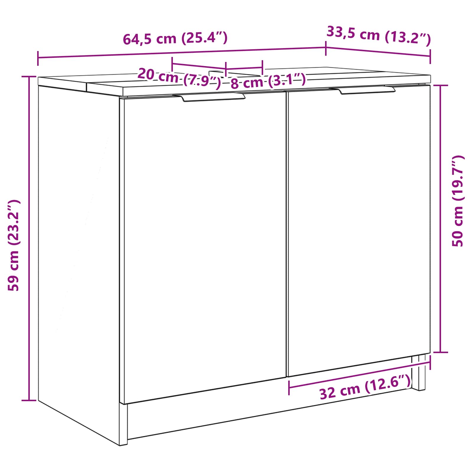 Kupaonski ormar s pohranom Umjetnički hrast 64,5 x 33,5 x 59 cm