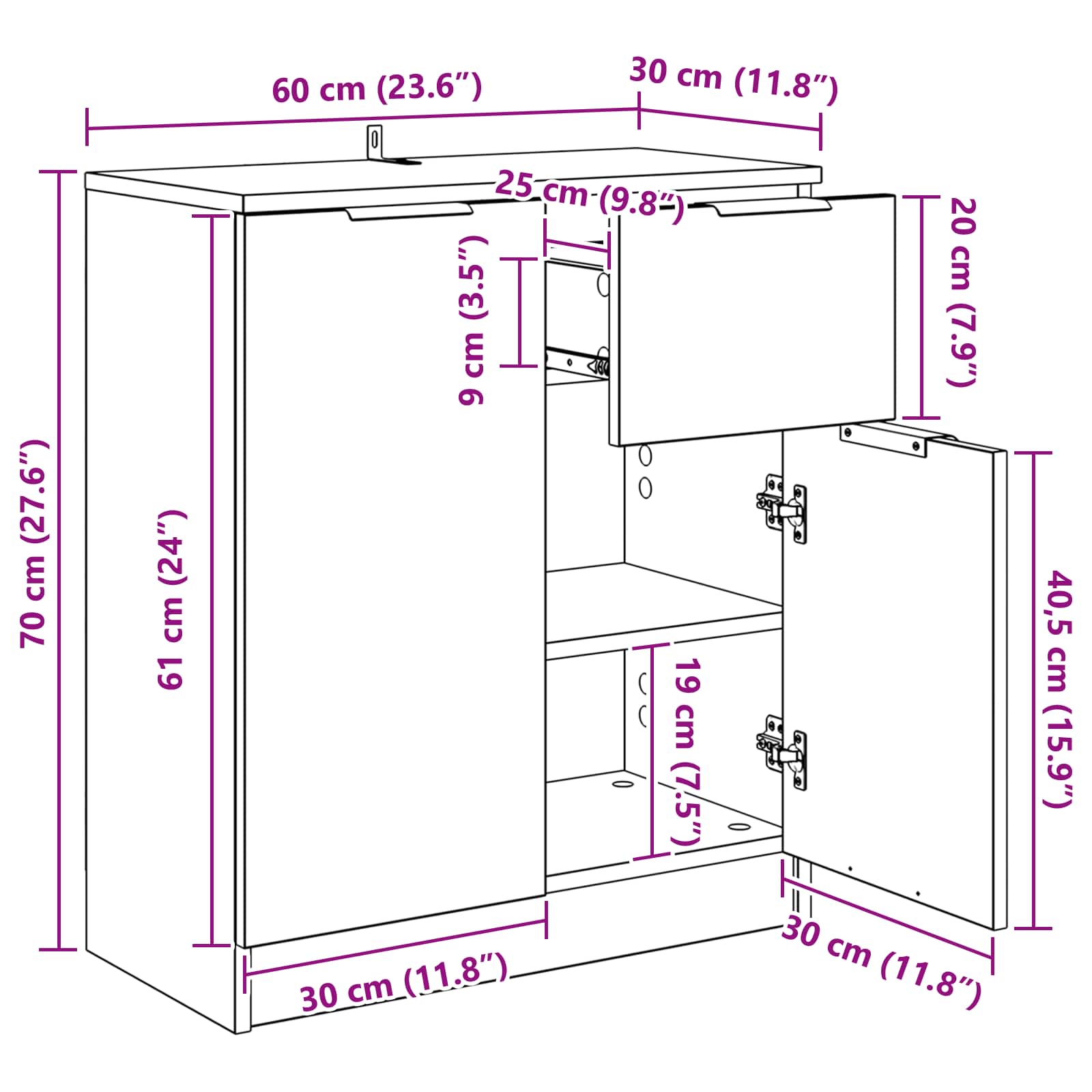 Kreveta Umjetnički hrast 60 x 30 x 70 cm Konstruirano drvo