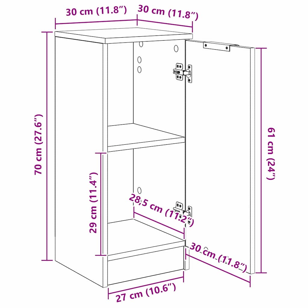 Kreveta Crni hrast 30 x 30 x 70 cm Konstruirano drvo